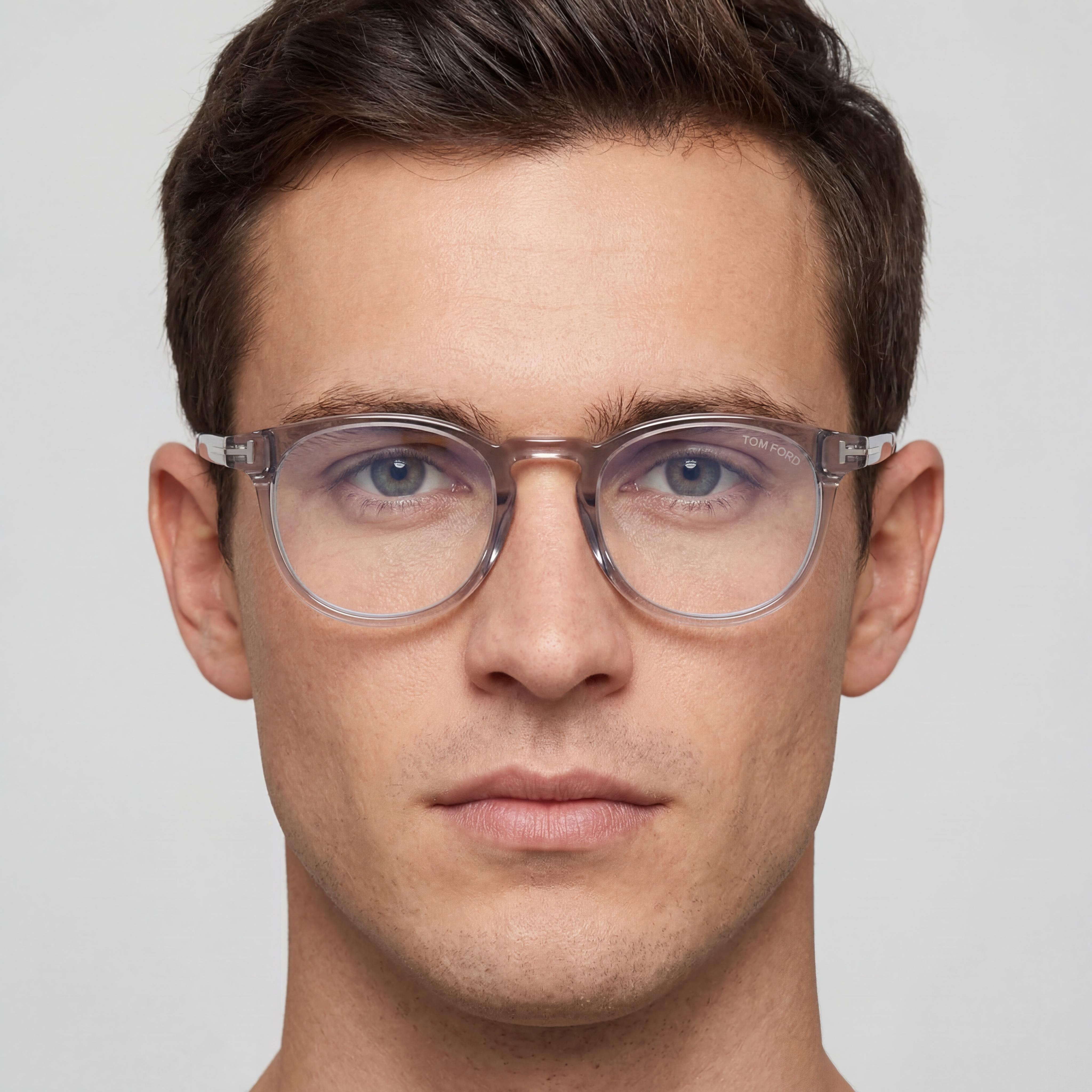 Tom Ford Eyeglasses for Men – Prescription Ready Optical Frames in Transparent Smoke Grey and Palladium, Photo 4