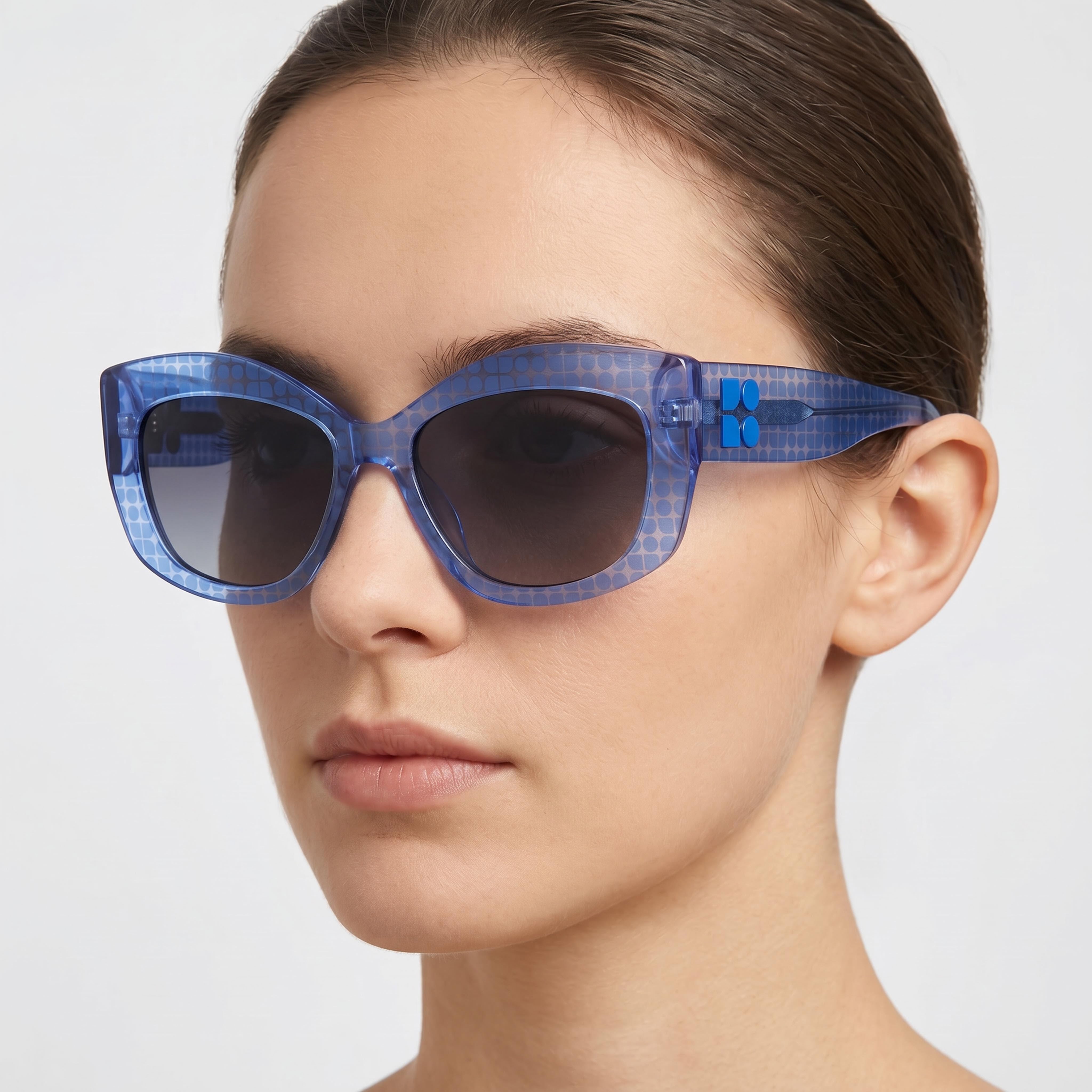 kate spade new york Gafas de sol informales azules ecológicas sin polarizar para mujer con lentes de sombra gris oscuro 54 mm, Photo 5