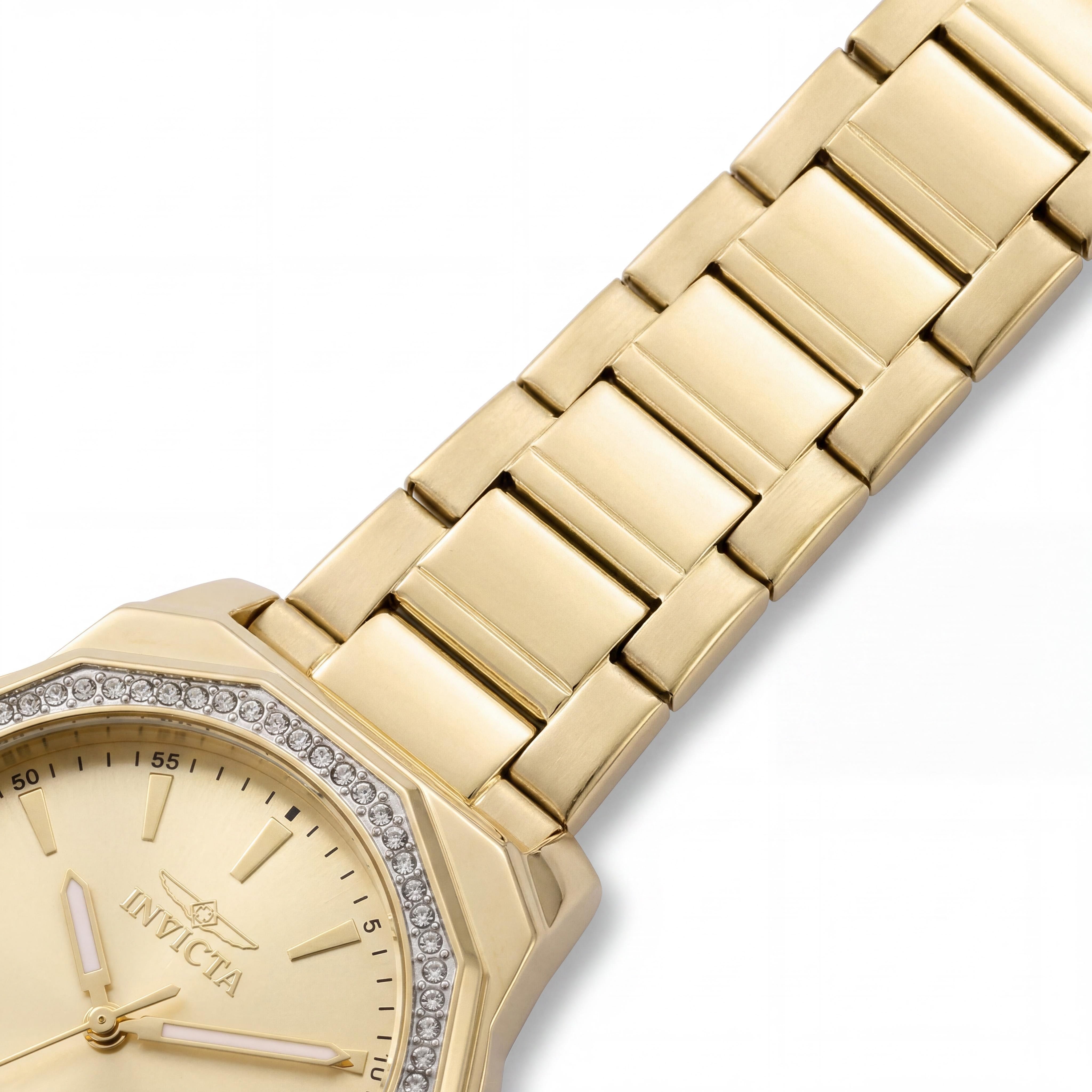 Invicta Speedway 49113 Unisex 34mm Gold Dial Stainless Steel Case Quartz Water Resistant Bracelet Watch, Photo 3