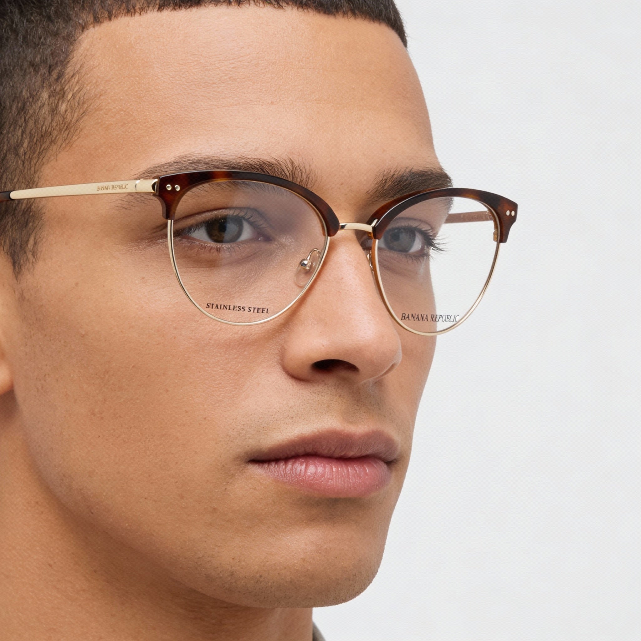 Gafas de vista BANANA REPUBLIC Loraine para hombre con montura de plástico color marrón habano y lentes de 52 mm, Photo 5