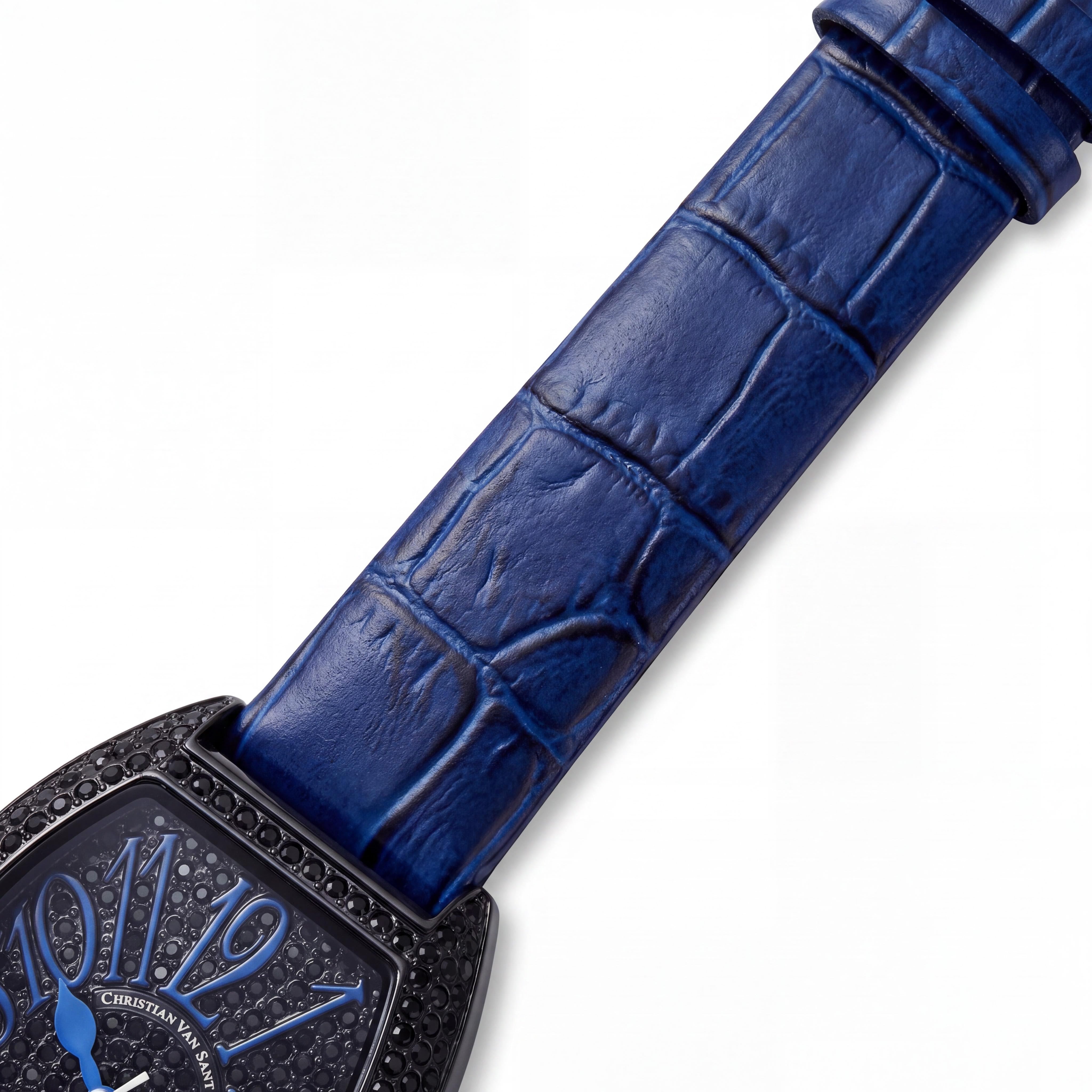 Reloj de cuarzo Christian Van Sant para mujer, caja negra, con cristales adornando la esfera y el bisel, Photo 3