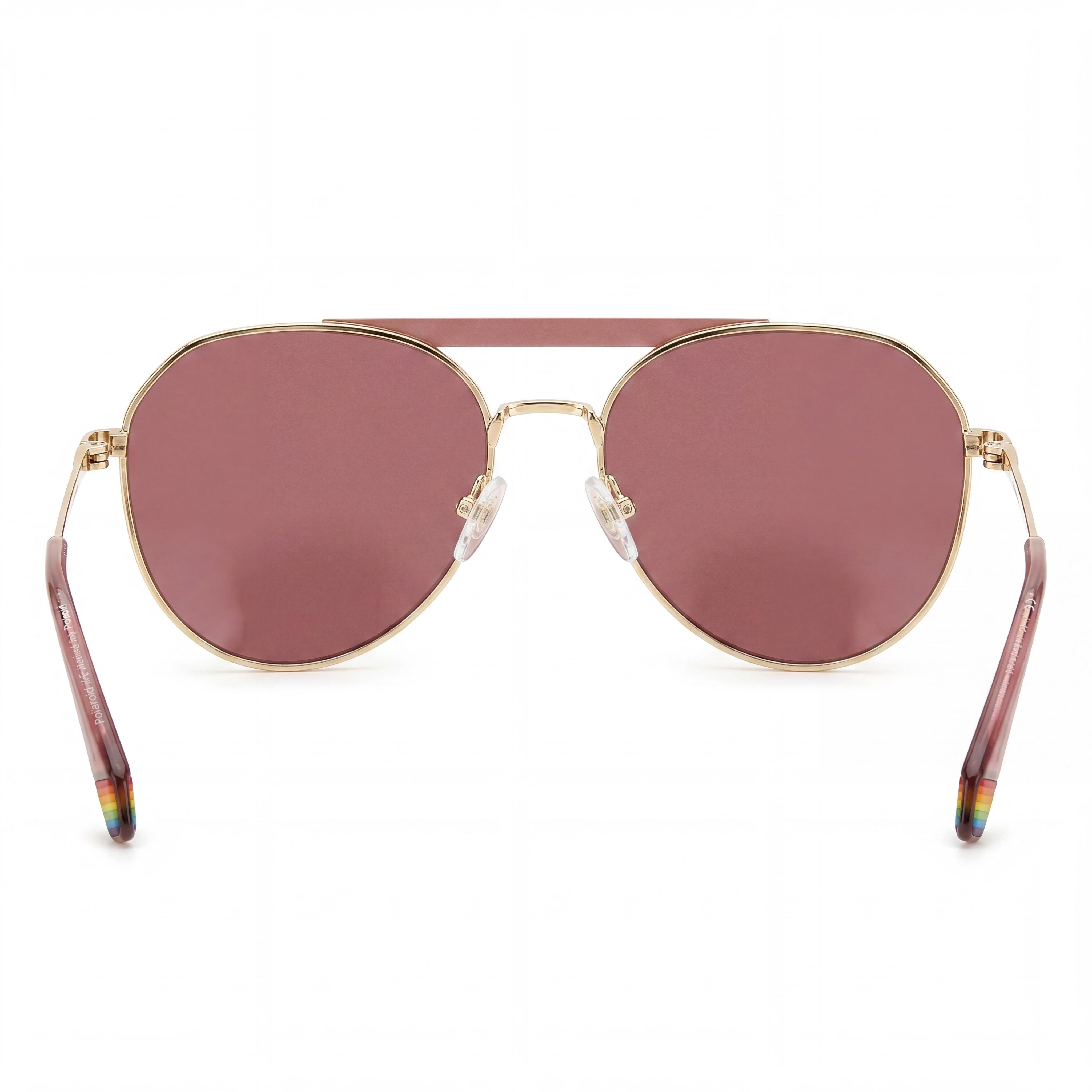 Polaroid Casual Unisex Stainless Steel Gold Black Grey Frame Polarized Gold Black Lens Sunglasses 57-17-145, Photo 4