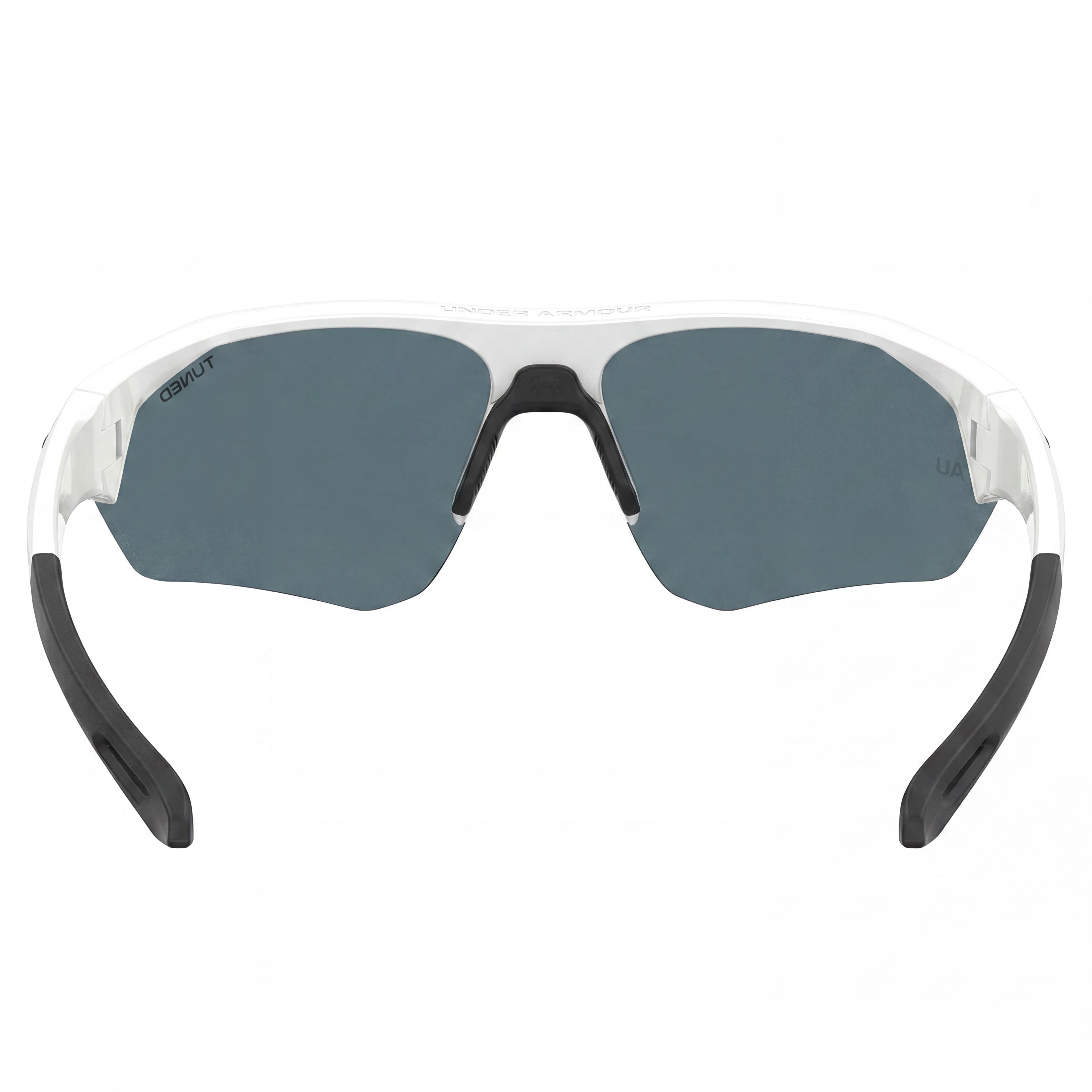 Gafas de sol unisex Under Armour Playmaker Wrap, armazón blanco y negro, lentes verdes multicapa no polarizadas, protección UV, 72 mm, Photo 2
