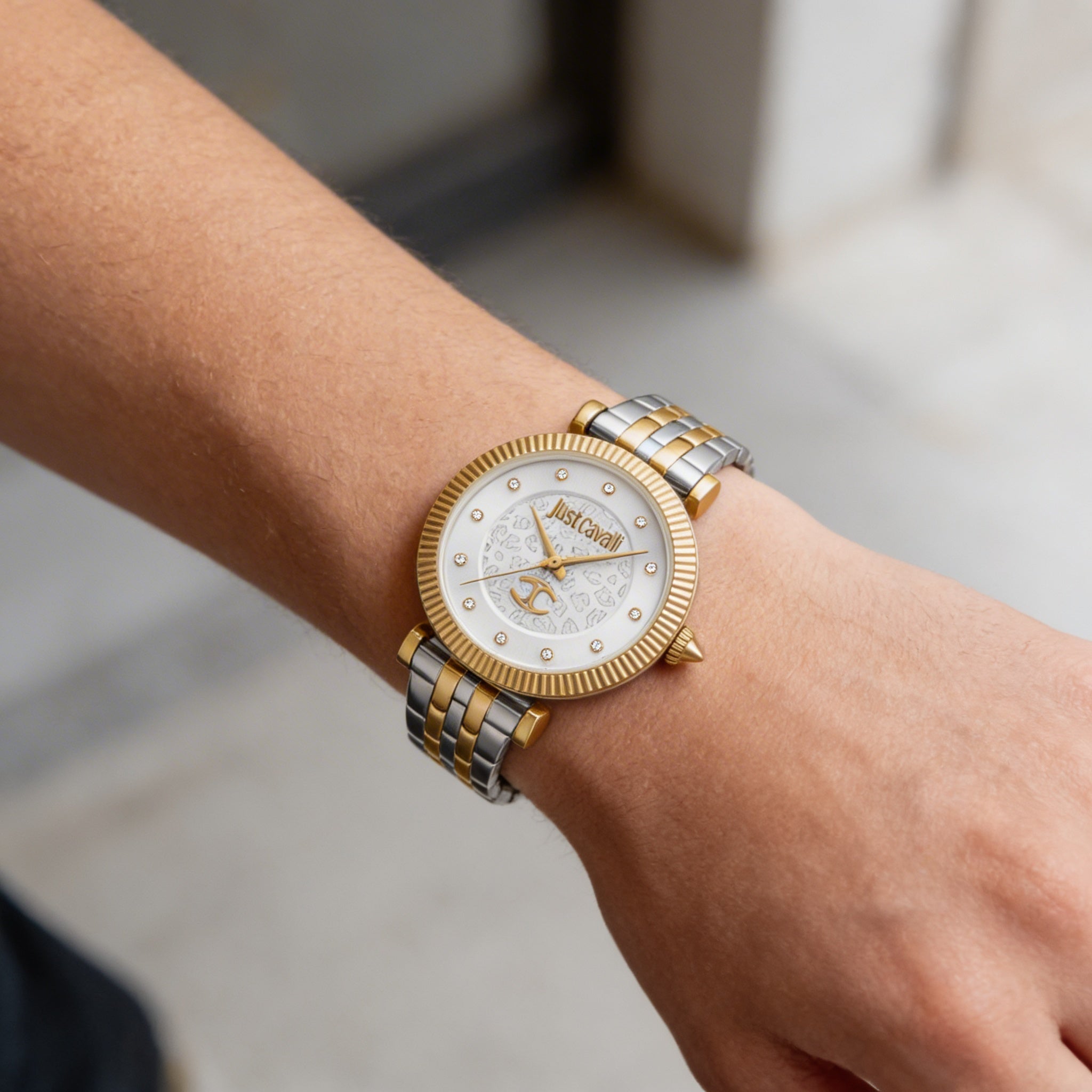 Just Cavalli JC1L266M0055 Unisex Watch with Grey Silver Dial, Yellow Gold Stainless Steel Strap, Shock Resistant Quartz, Photo 3