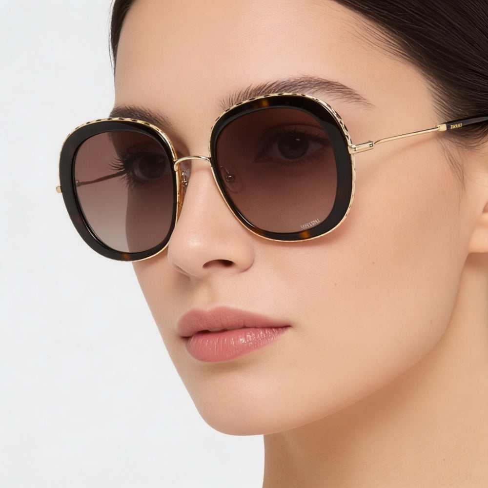 Missoni Classic Women's Stainless Steel 100% UV Protection Havana Brown Gradient Sunglasses 53mm Lens Width
