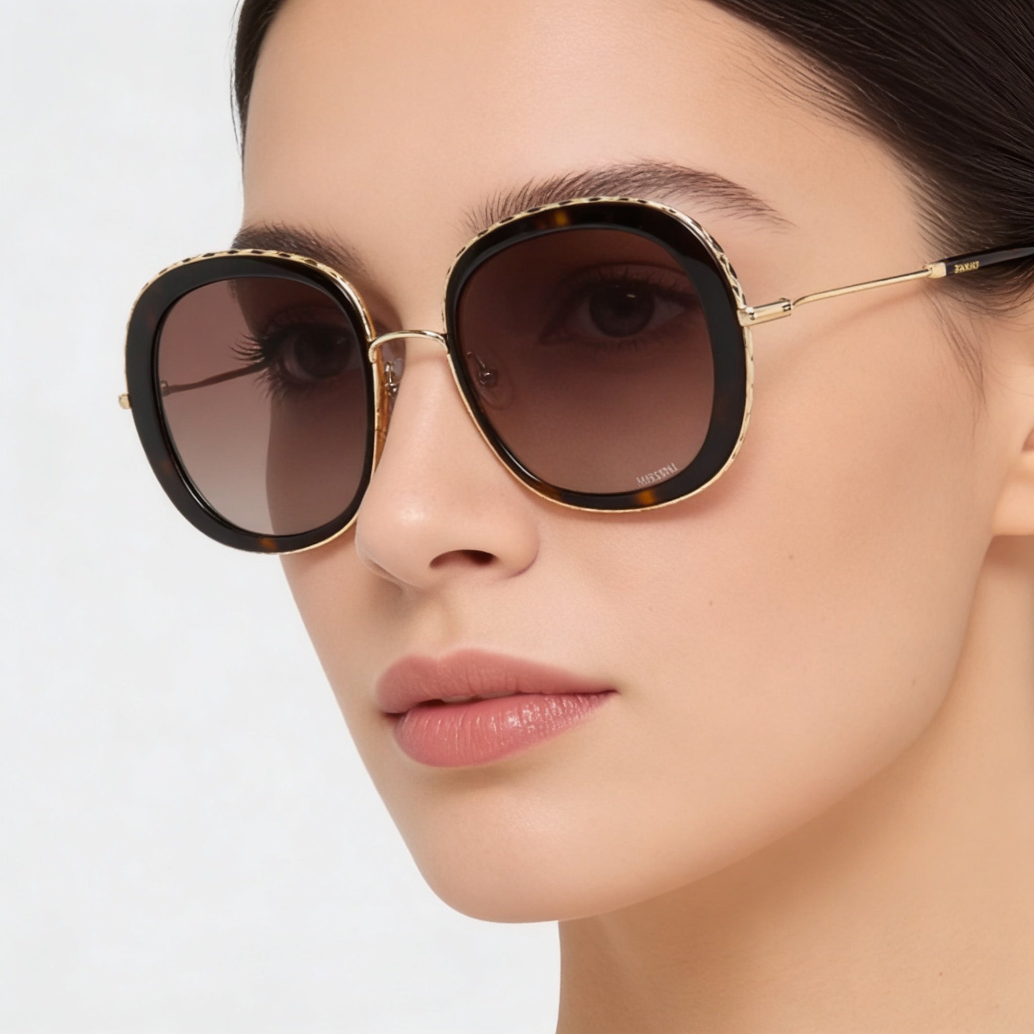 Missoni Classic Women's Stainless Steel 100% UV Protection Havana Brown Gradient Sunglasses 53mm Lens Width, Photo 3