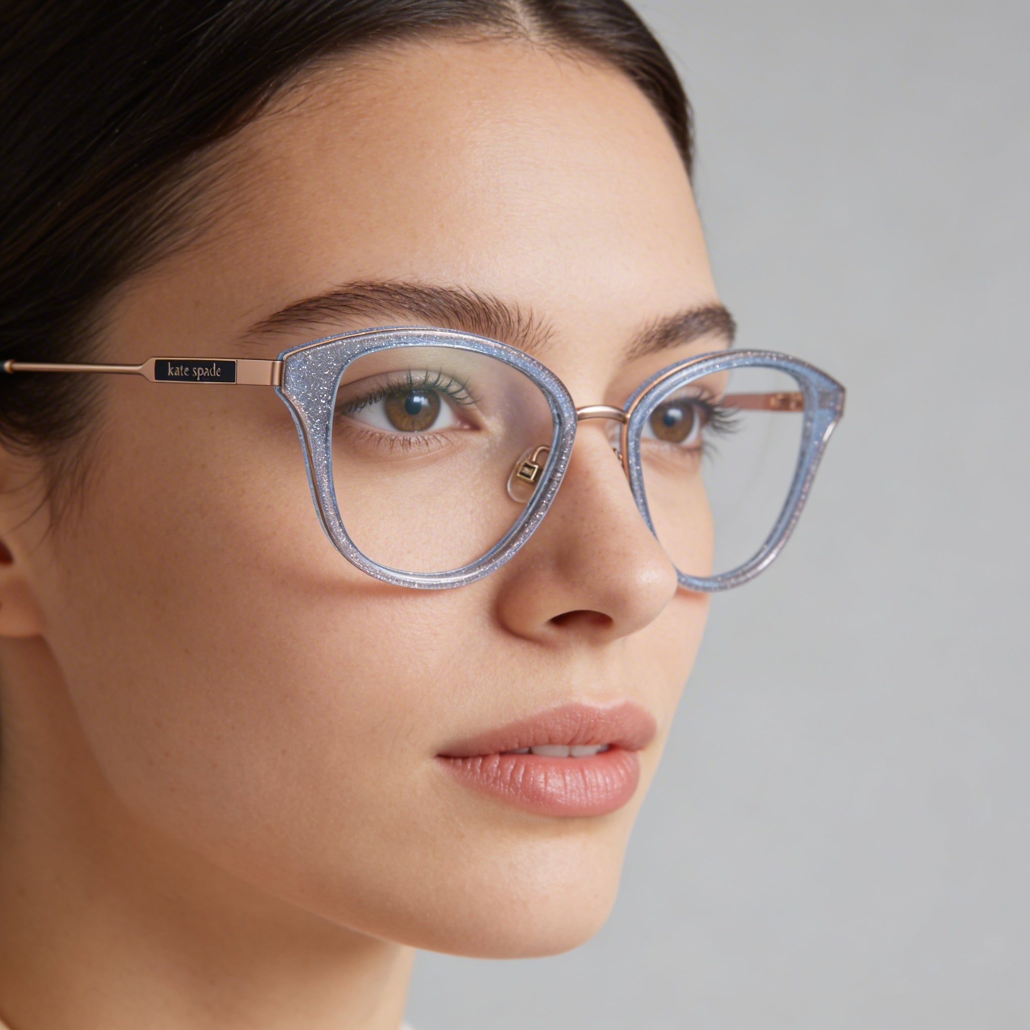 kate spade new york Gafas de sol clásicas para mujer, montura de metal con purpurina azul, tamaño 52-17-140, Photo 5
