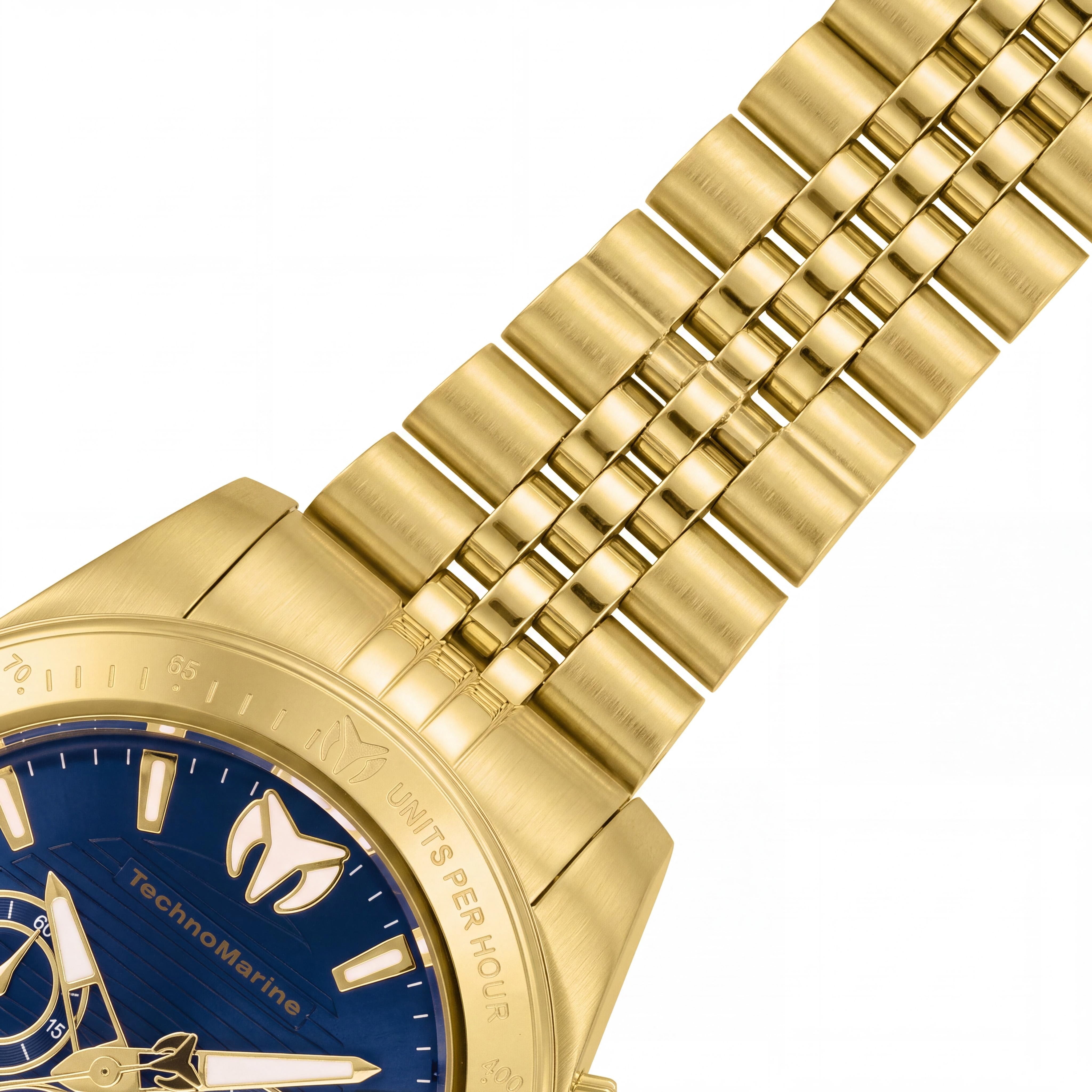 Technomarine Manta TM-220149 Men's Chronograph Gold Tone Stainless Steel Diver Watch, Blue Dial, 47mm, Photo 3