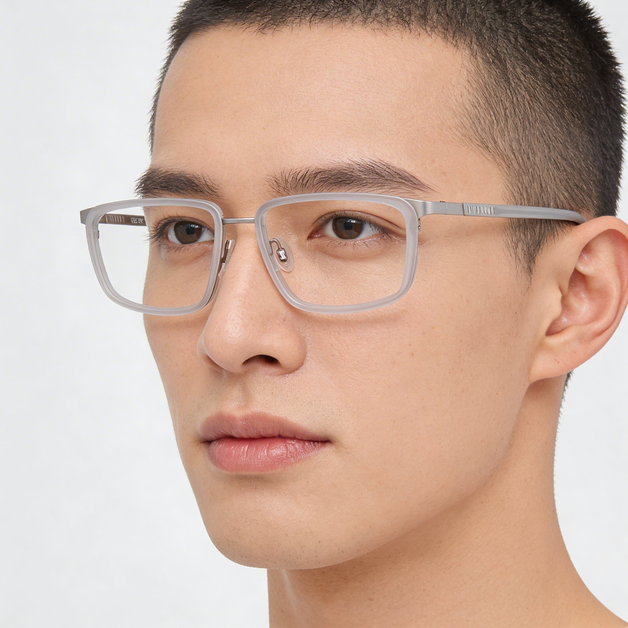 Flexon Men's Optical Frames, Matte Grey Silver Frame, Prescription Ready with Clear Demo Lenses, Photo 3