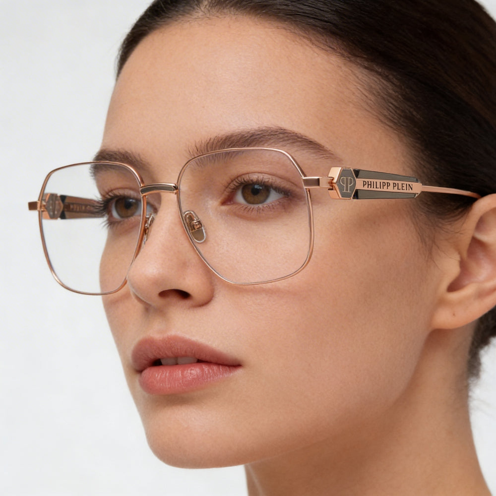 Philipp Plein Vpp126s Women's Stainless Steel Eyeglasses Shiny Copper Gold with Coloured Parts 57-16-140