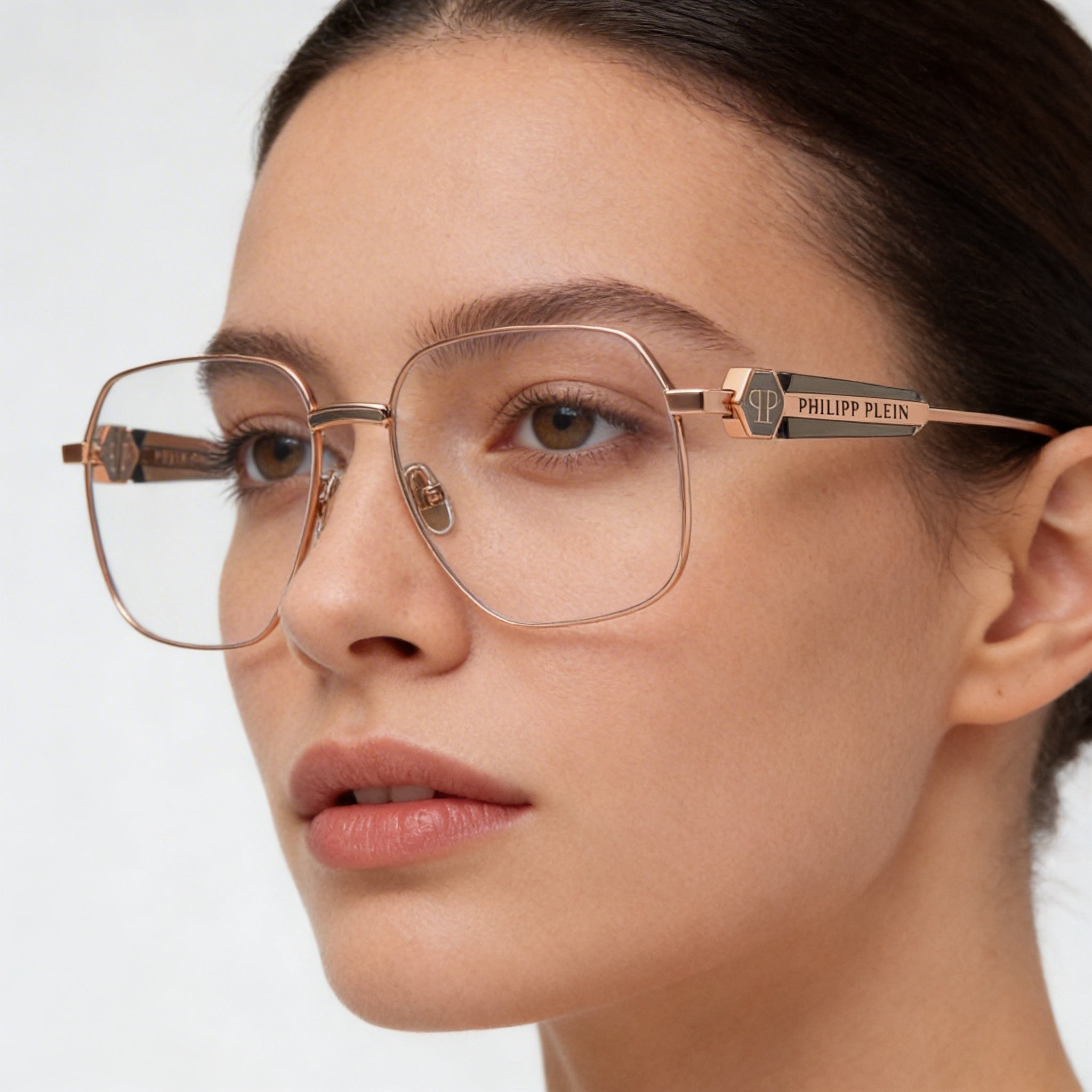 Philipp Plein Vpp126s Women's Stainless Steel Eyeglasses Shiny Copper Gold with Coloured Parts 57-16-140, Photo 5