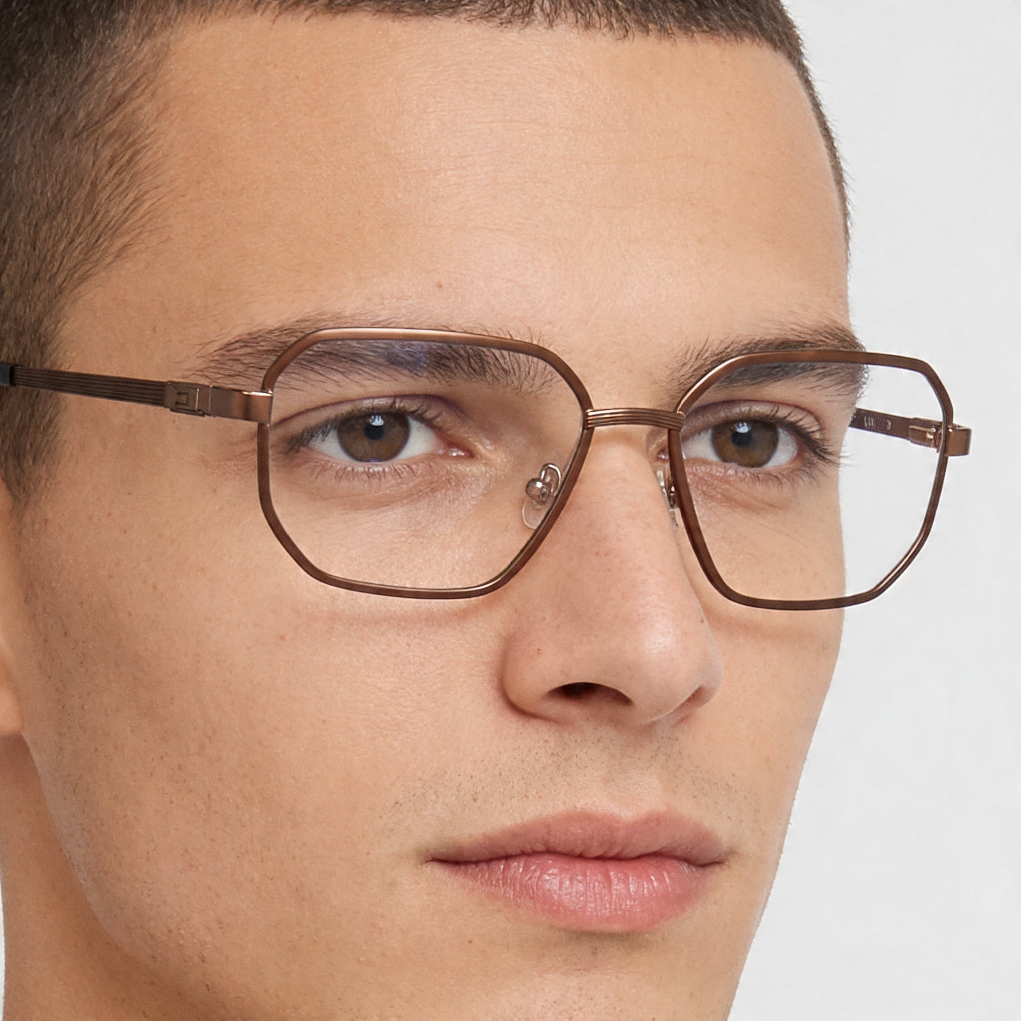 GUESS Gu50240 Men's Metal Optical Eyeglasses, Shiny Satin Dark Bronze Frame, Size 56-17-145, Photo 3