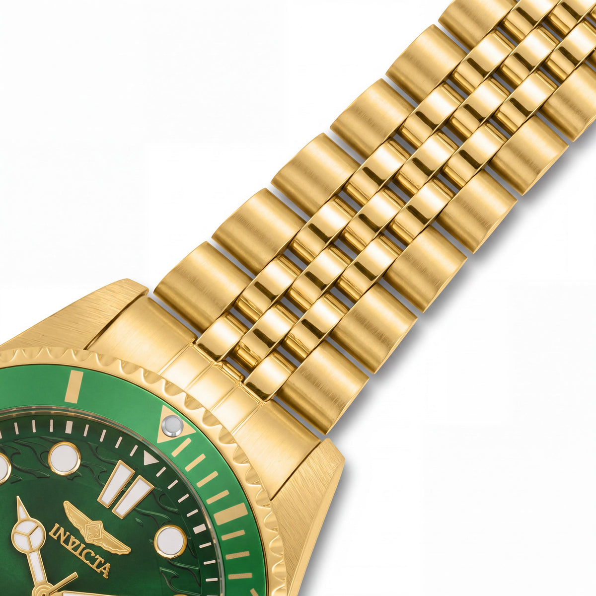 Invicta Diver Quartz Movement Unisex 43mm Gold-Tone Stainless Steel Watch with Green Luminous Dial, Photo 3