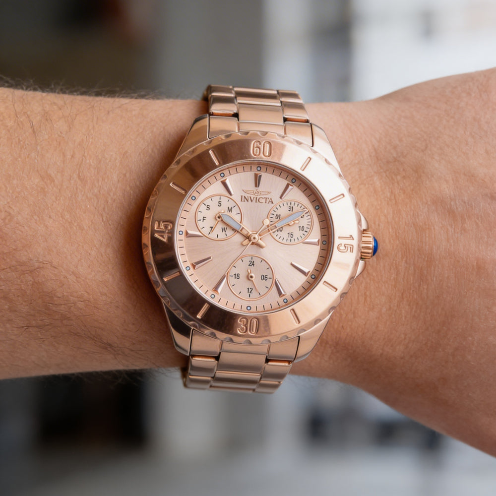 Invicta Angel 48403 Unisex Rose-Gold Stainless Steel Chronograph Quartz 38mm 10 Bar Water Resistant Bracelet Watch