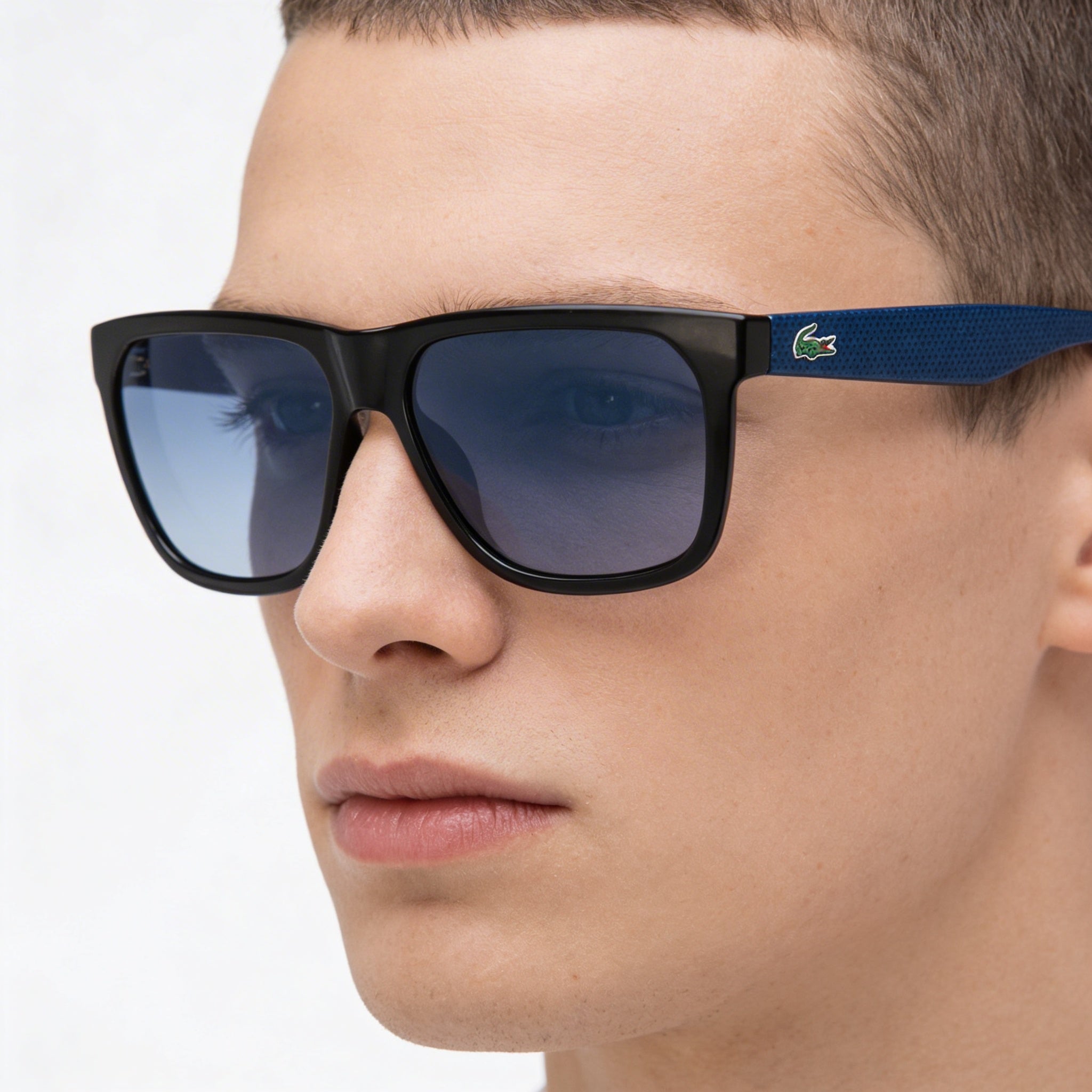 Lacoste L732S N Unisex Casual Square Black Plastic UV 400 Blue Lens Sunglasses 56mm, Photo 4