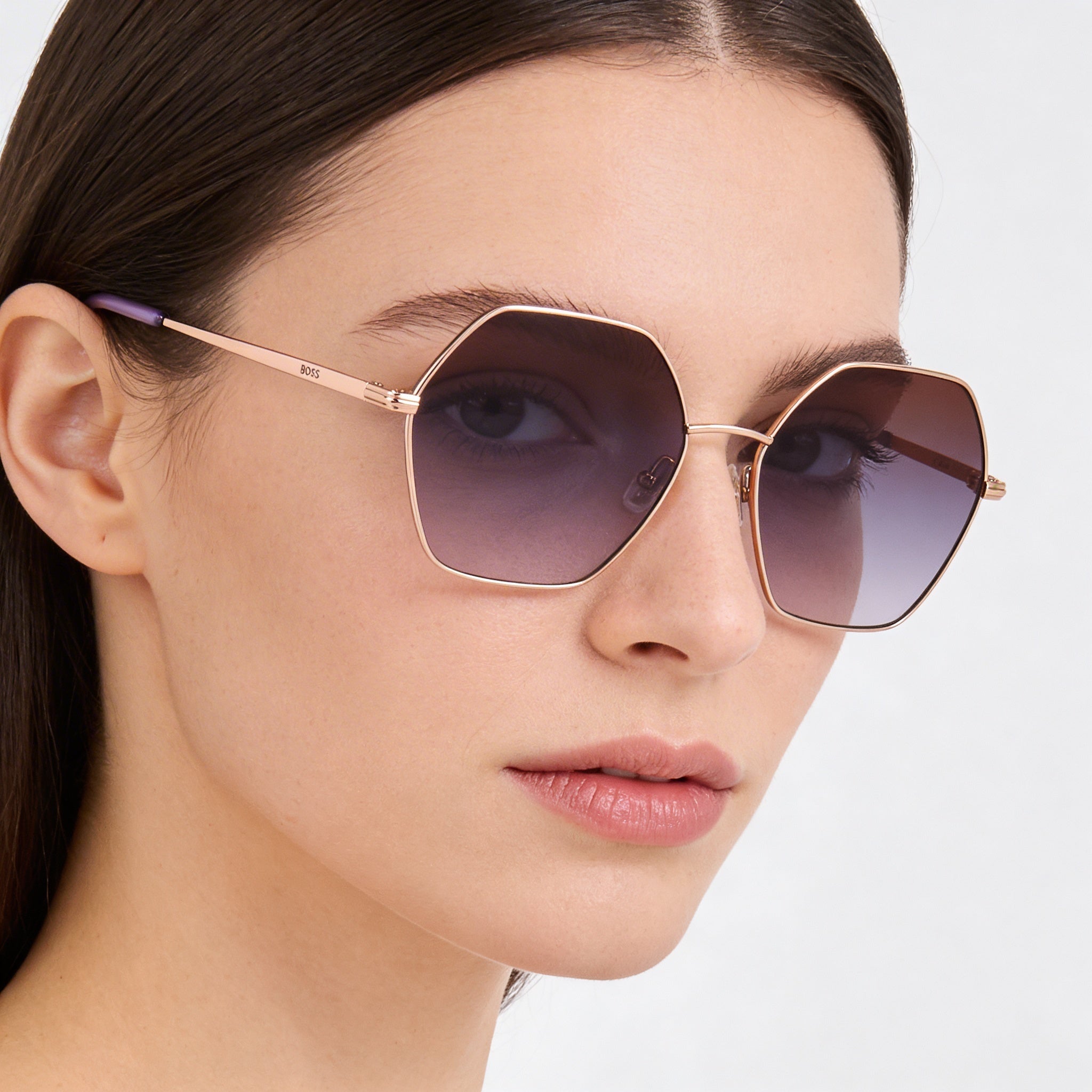 Hugo Boss Light & Minimal Women's Gold Copper Lightweight Metal Frame UV Protected Sunglasses 57mm, Photo 3