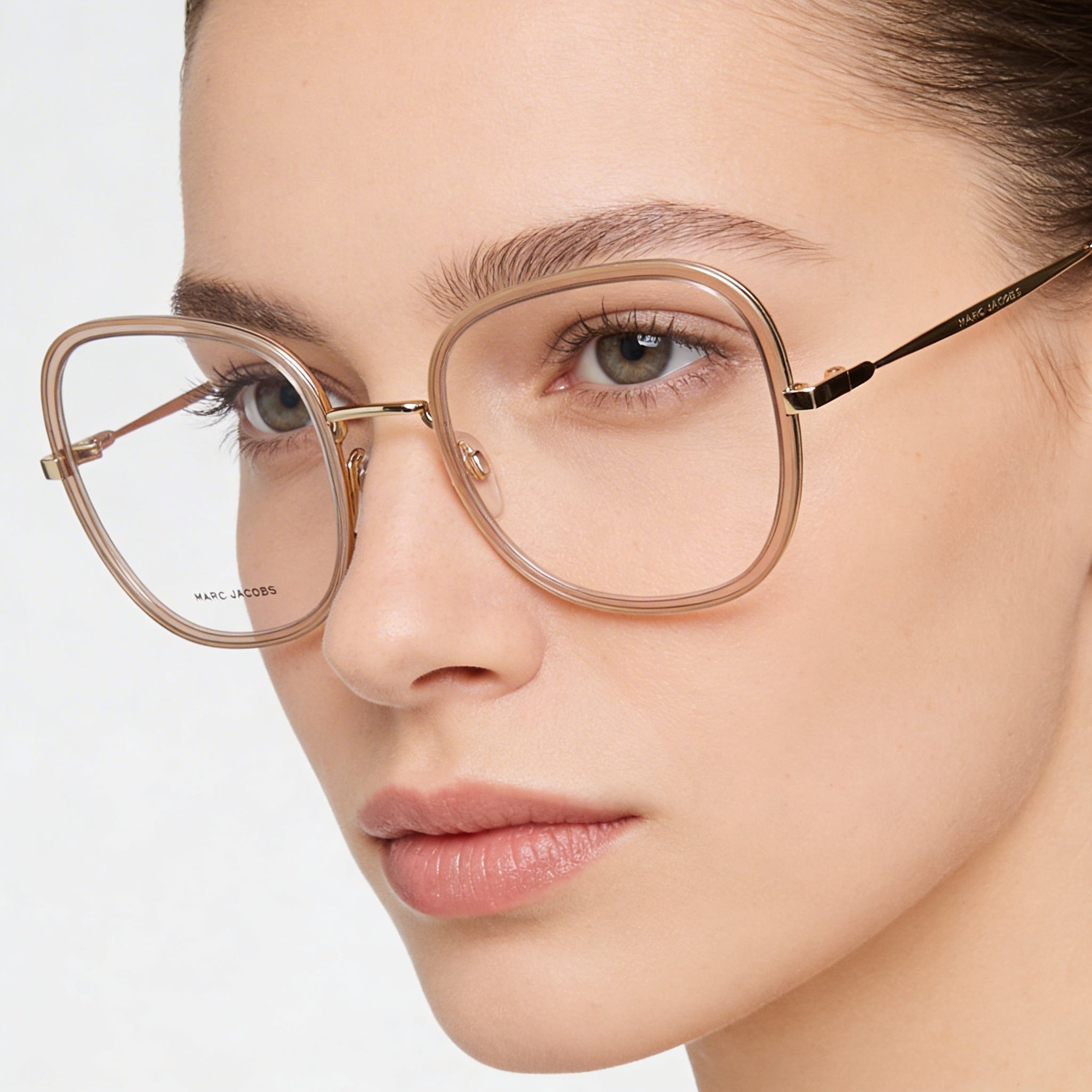 Marc Jacobs Modern Eyewear for Women, Beige Gold Alloy Steel Frame, Polycarbonate Lenses 53mm, Photo 5