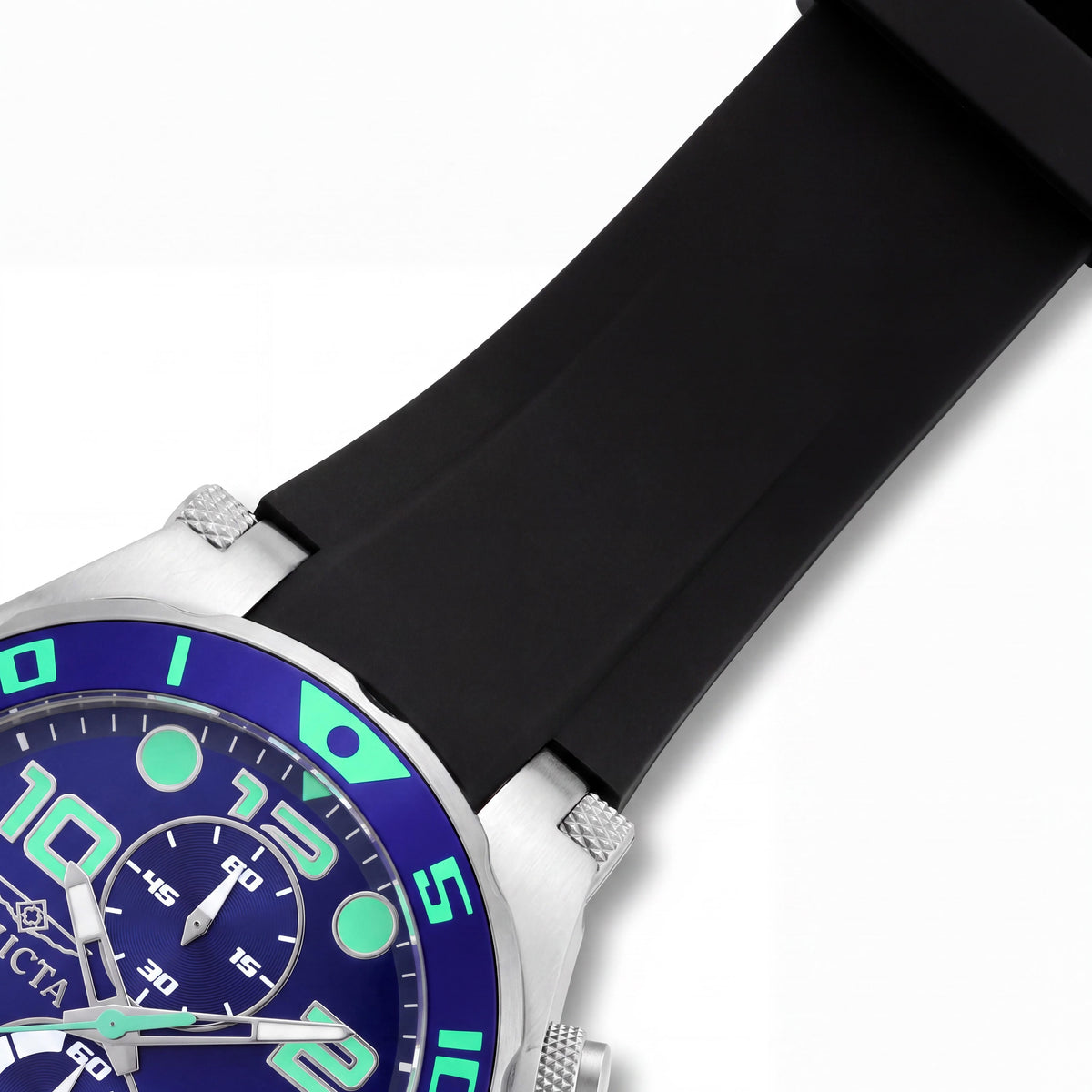 Invicta Men's 17813 Chronograph Glow 50mm Stainless Steel Blue Dial Black Polyurethane Bracelet Watch, Photo 2