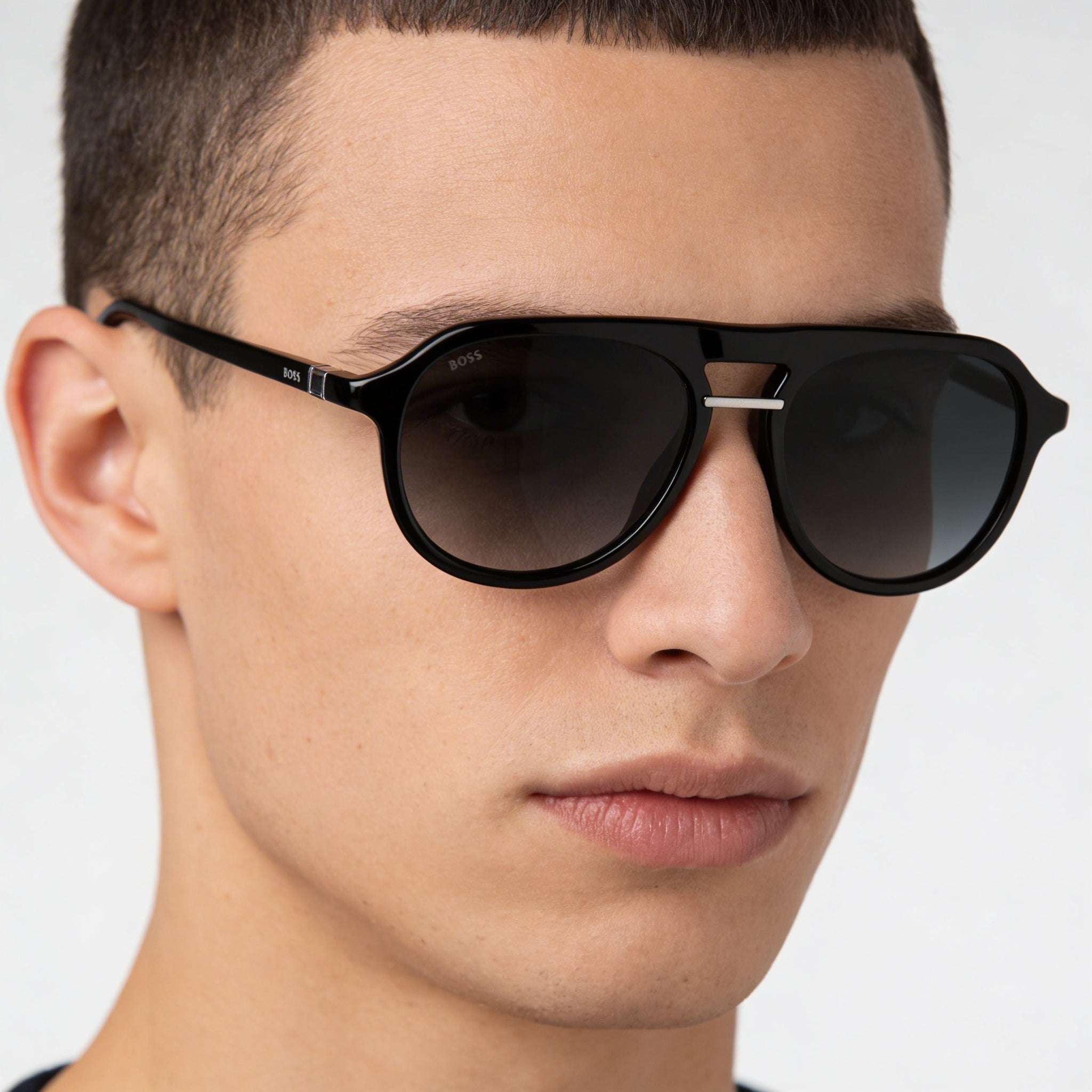Hugo Boss Classic Unisex Black Acetate Frame Dark Grey Shaded UV Protected Lenses Sunglasses 54mm, Photo 5