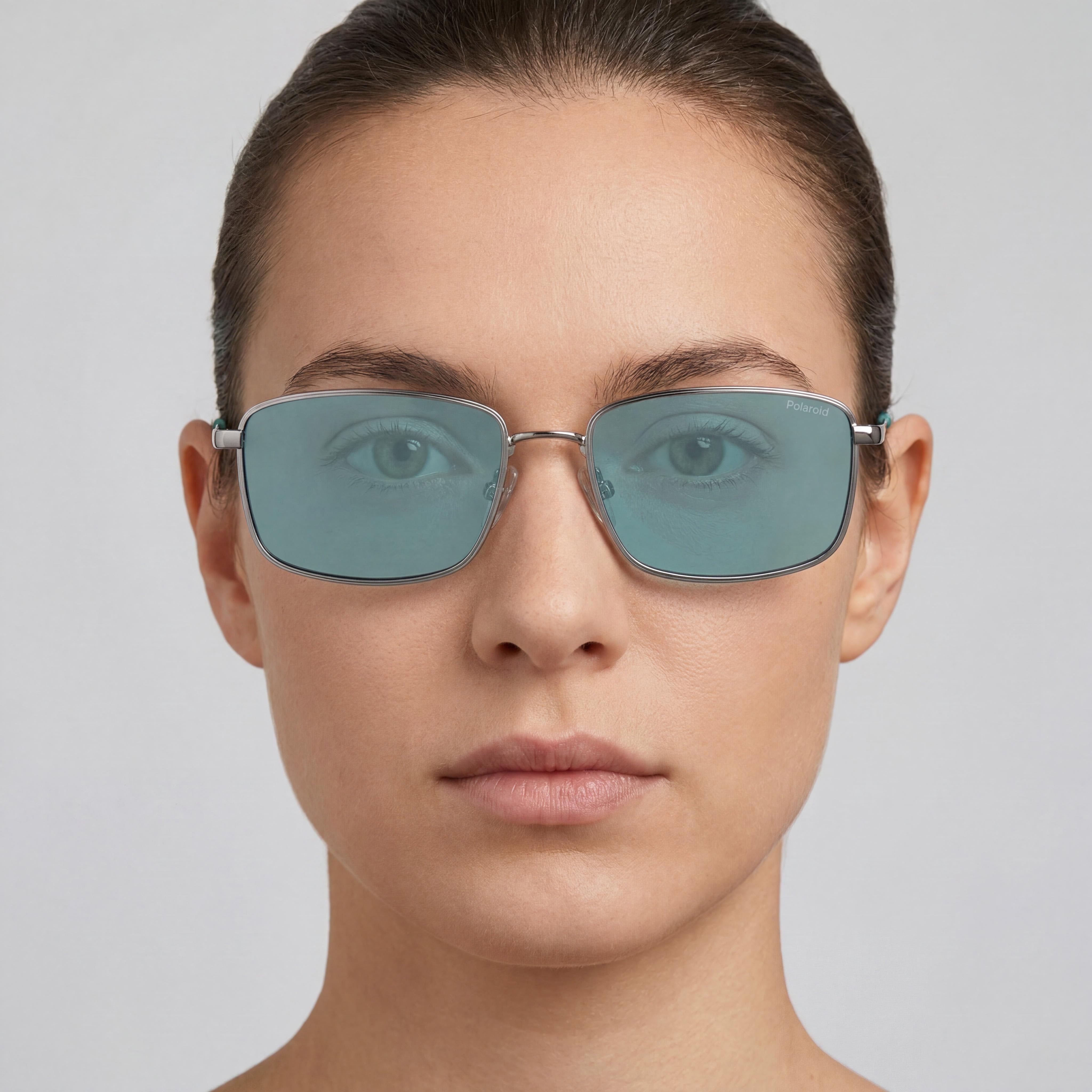 Polaroid 2073646LB56C3 Casual Unisex Rectangular Metal Polarized 100% UV Protection Sunglasses Multicolour Frame Blue Polarized Lens 56-17-145, Photo 3