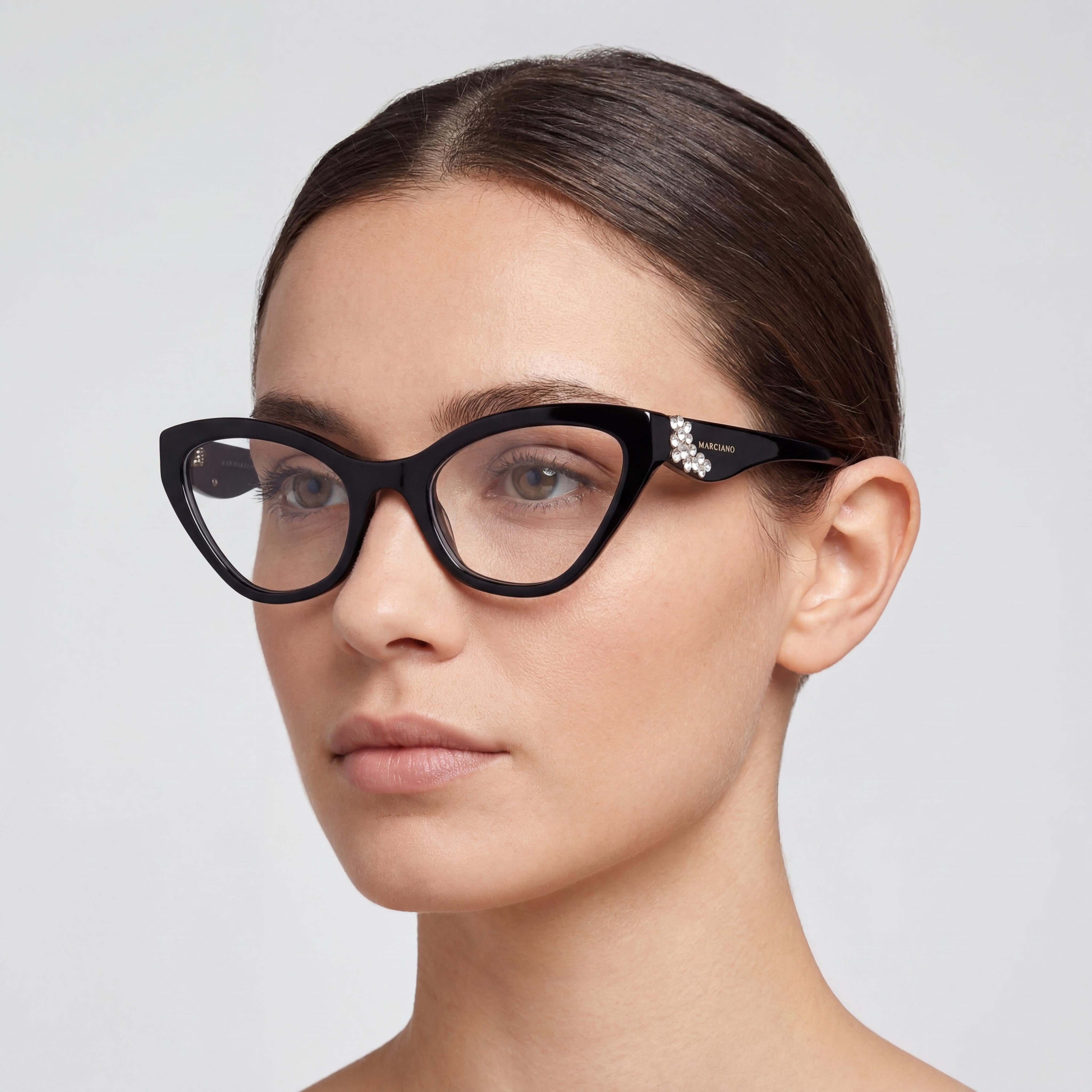 GUESS by Marciano Gm50038 Women's Shiny Black Plastic Frame Eyewear with Polycarbonate Lenses 53-21-140mm, Photo 4