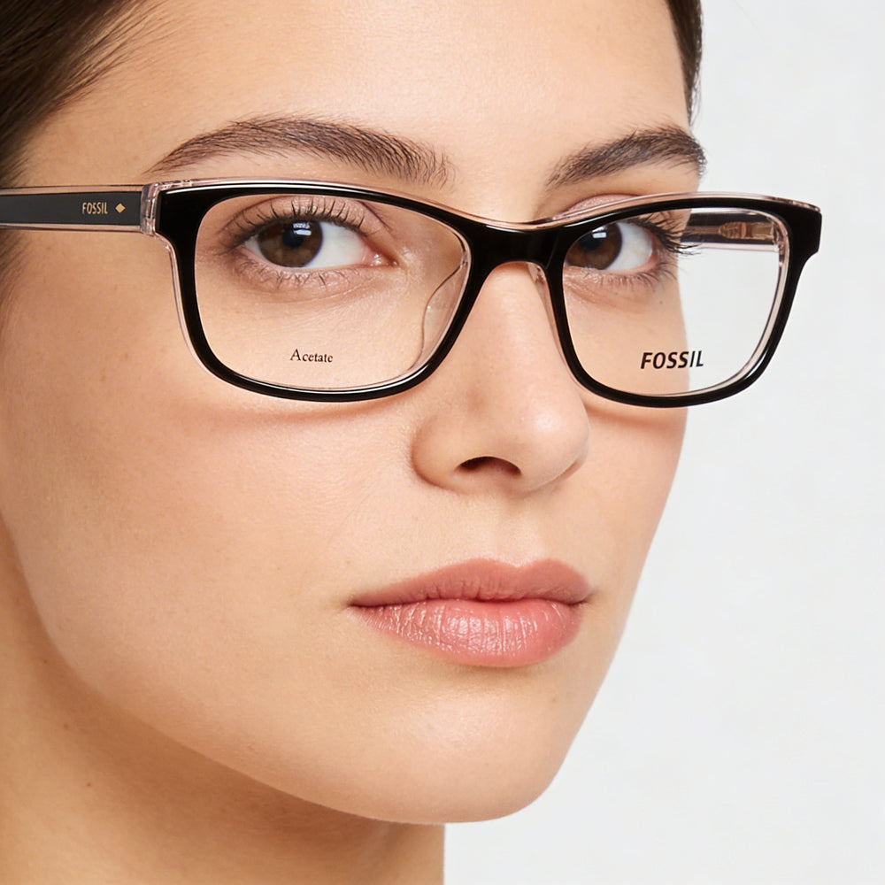 Gafas de sol Fossil Fos 7132 de acetato negro no polarizadas para mujer con lentes de policarbonato, lentes de 52 mm, puente de 16 mm, patillas de 140 mm