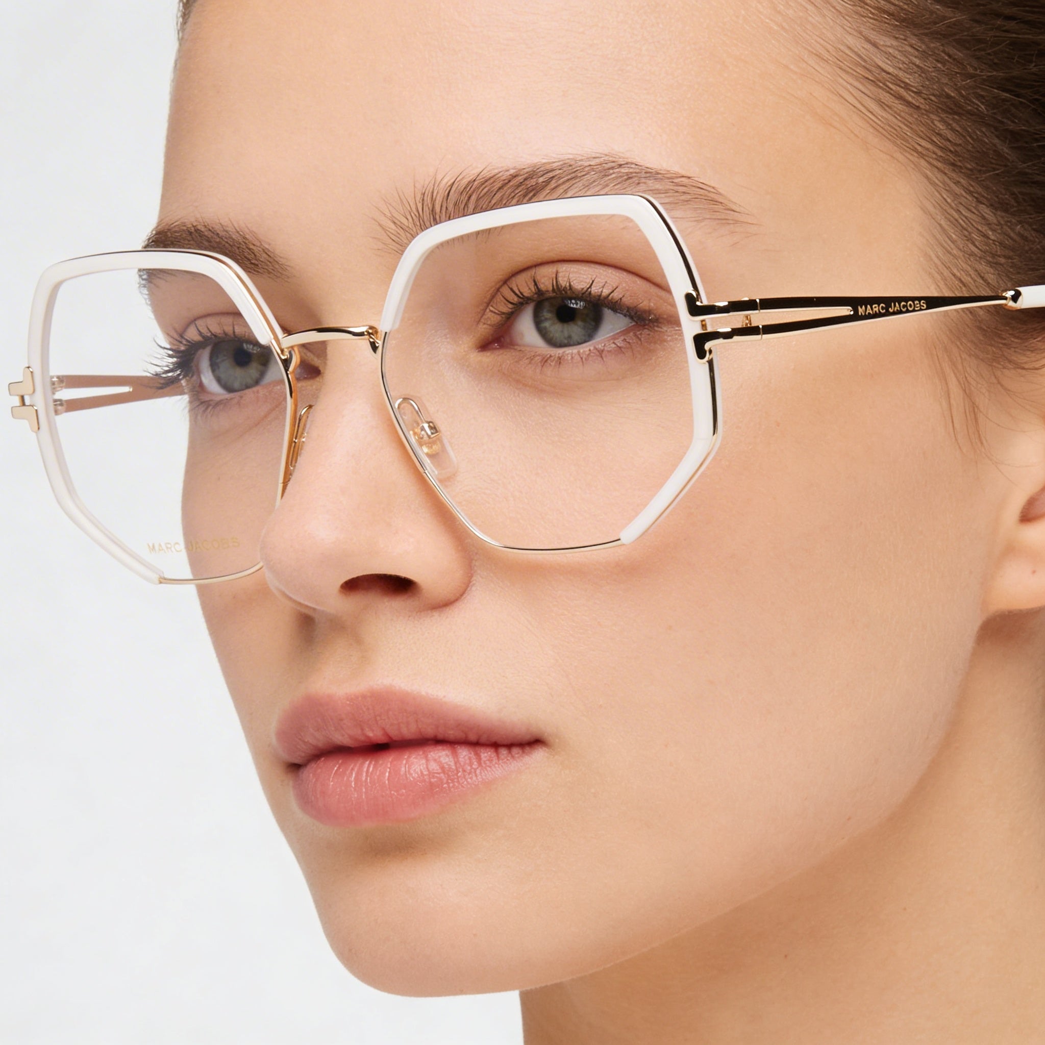 Marc Jacobs Mj 1092 Women's Non-Polarised Metal Frame Polycarbonate Lens Gold White Sunglasses, 55mm, Photo 4