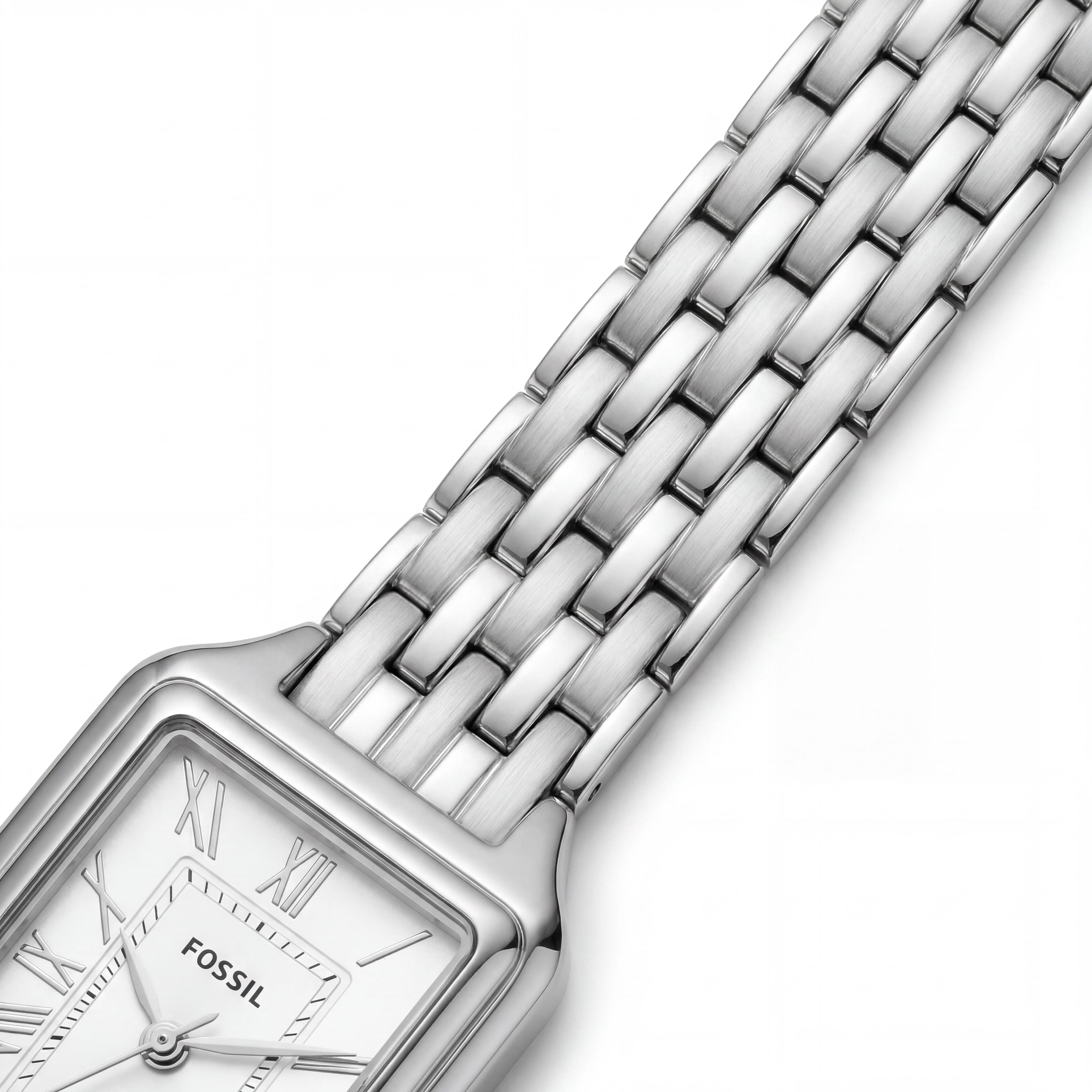 Fossil Raquel Reloj de pulsera con fecha de tres manecillas ES5221 para mujer con caja y brazalete de acero inoxidable tono plateado, 23 mm, Photo 3