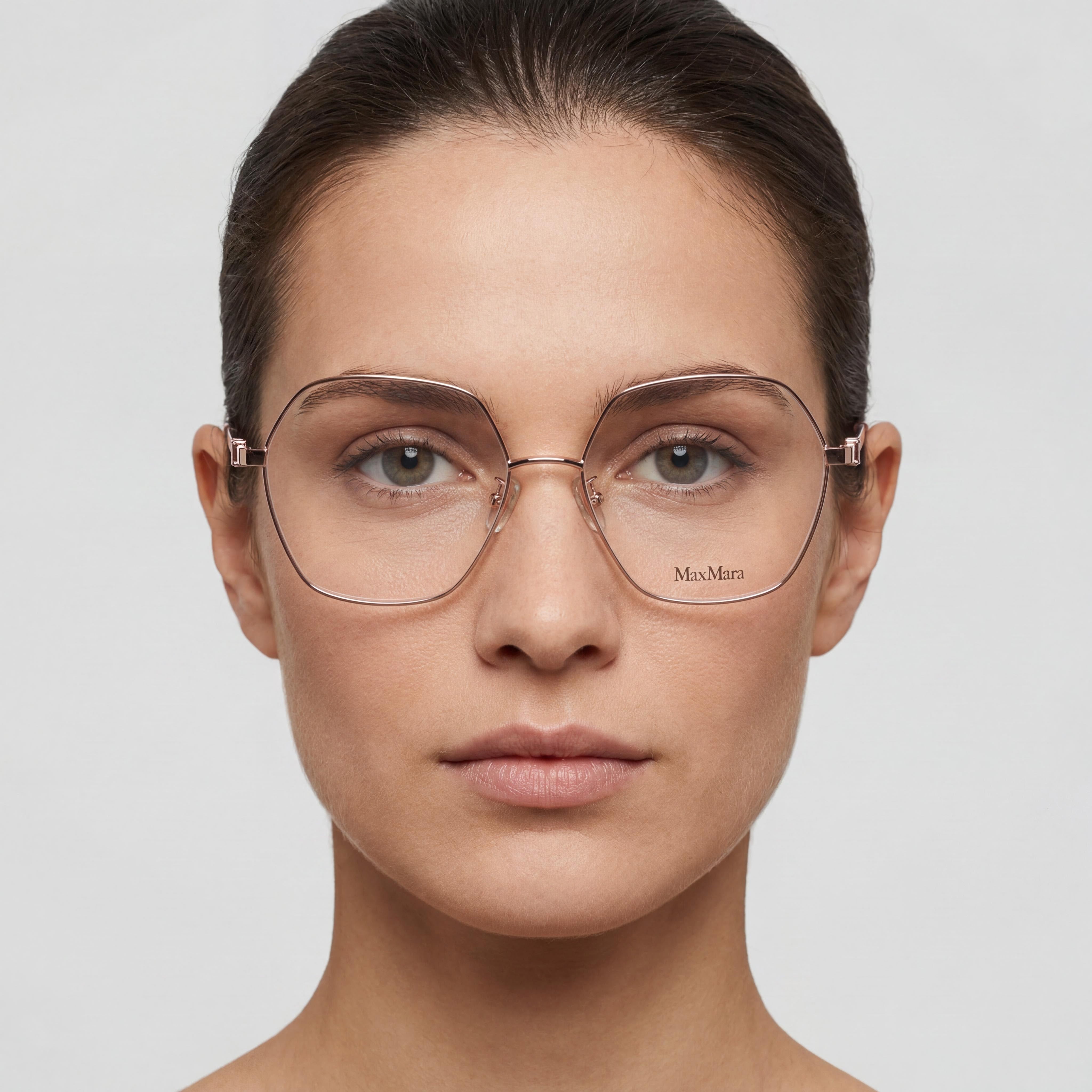 MaxMara Mm5087-d Women's Metal Frame Eyeglasses in Pink Gold & Milky Nude 56mm, Photo 4