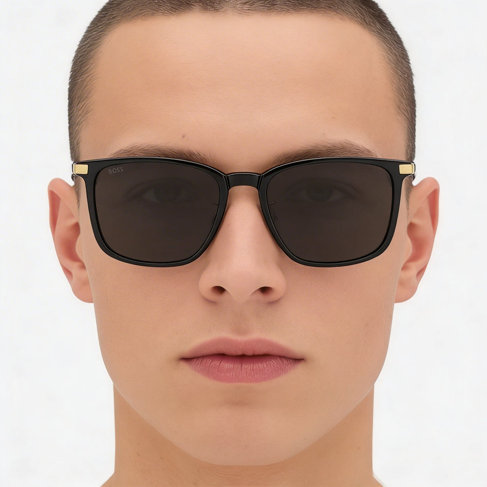 Hugo Boss Boss 1406/F/Sk Unisex Black Gold Grey Acetate UV Protection Sunglasses 57mm