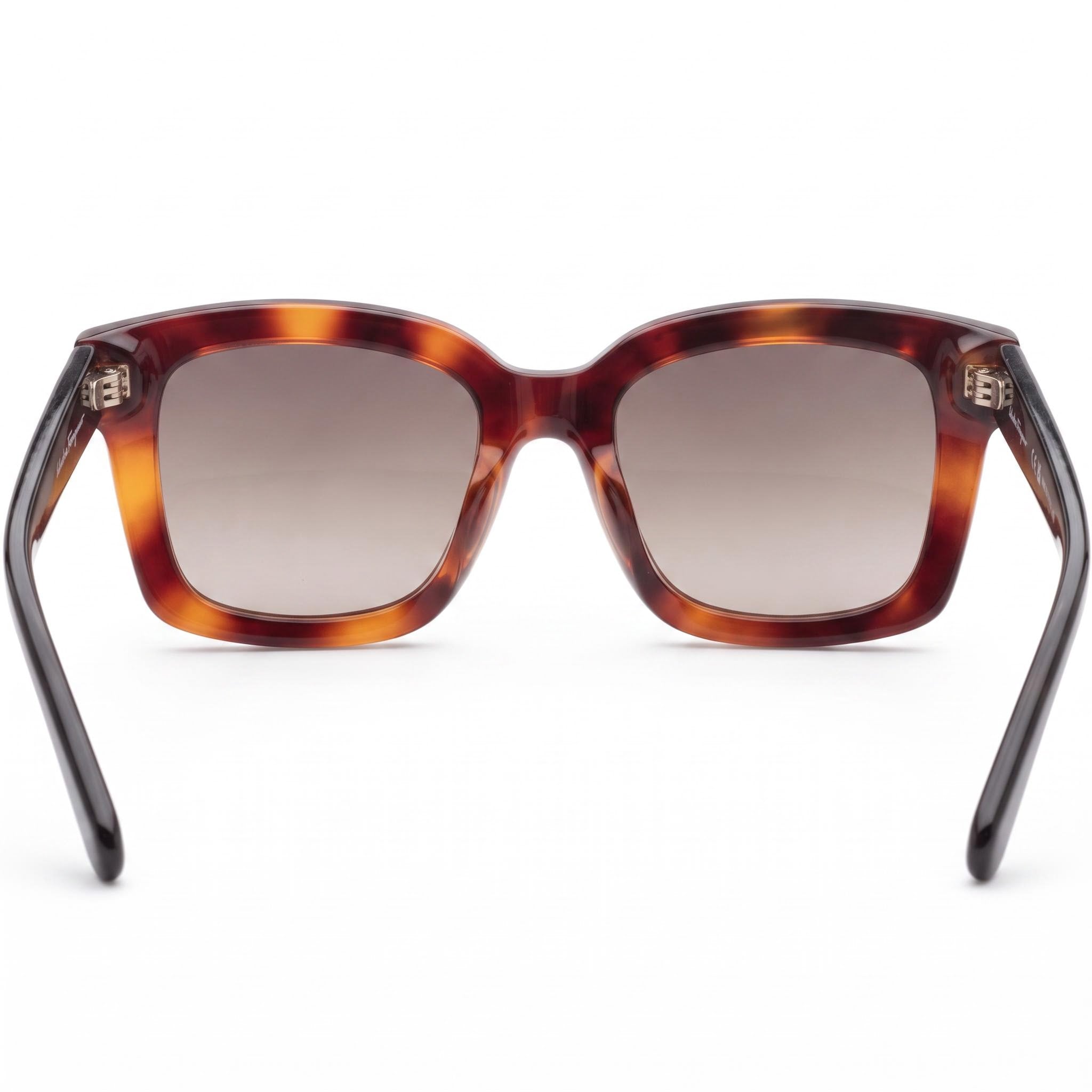 Salvatore Ferragamo Gafas de sol clásicas unisex de plástico tortuga con degradado marrón, sin polarizar, protección UV 53mm, Photo 4