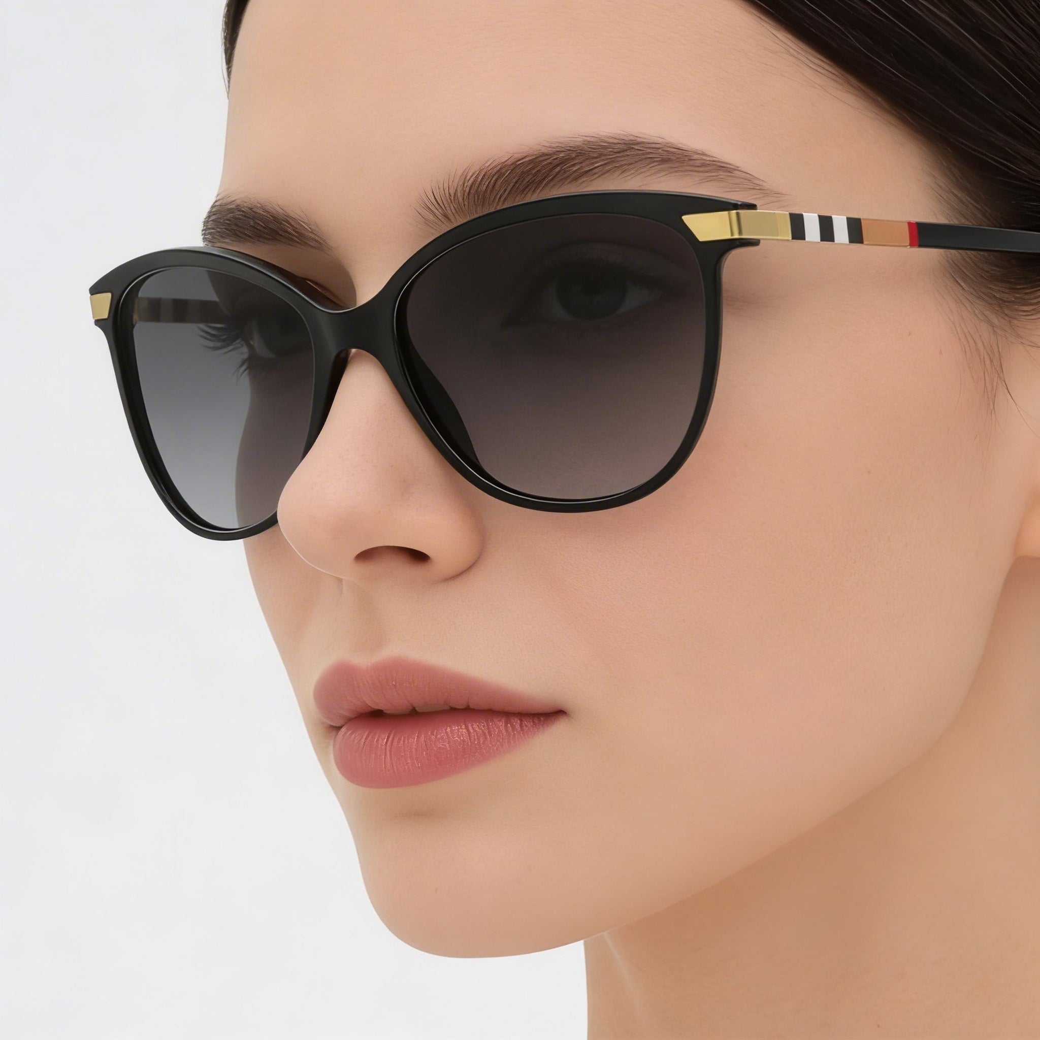 Burberry 0BE4216 Women's Black Plastic Cat Eye Grey Gradient UV Protected Lenses 57mm, Photo 3