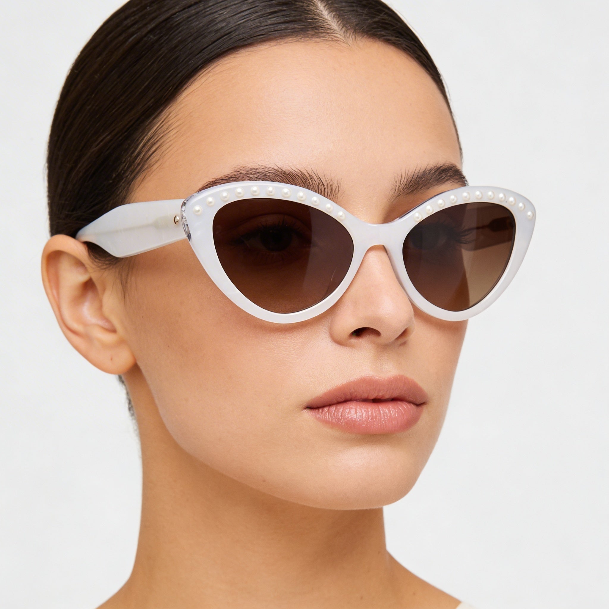 Gafas de sol Kate Spade New York JUNI/G/S PEARL para mujer, montura de acetato marrón blanco, protección UV, 55 mm, Photo 4