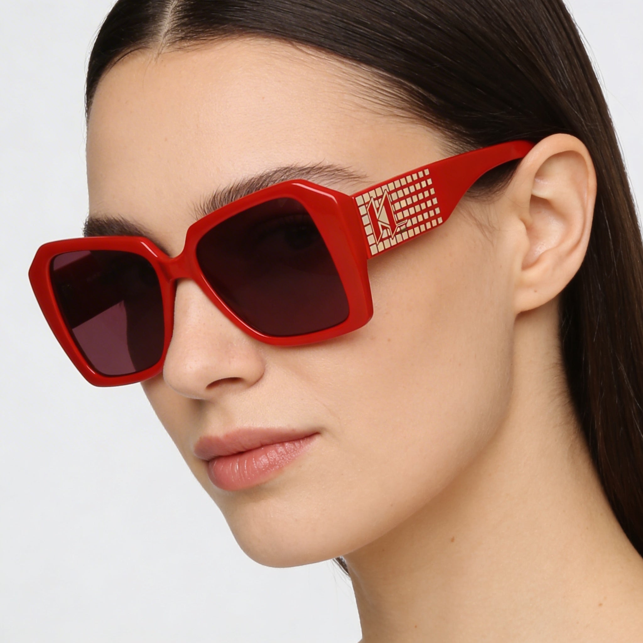 KARL LAGERFELD Kl6140s Gafas de sol cuadradas con protección UV inyectada para mujer, lentes color vino sólido gris metalizado, 53 mm, Photo 3