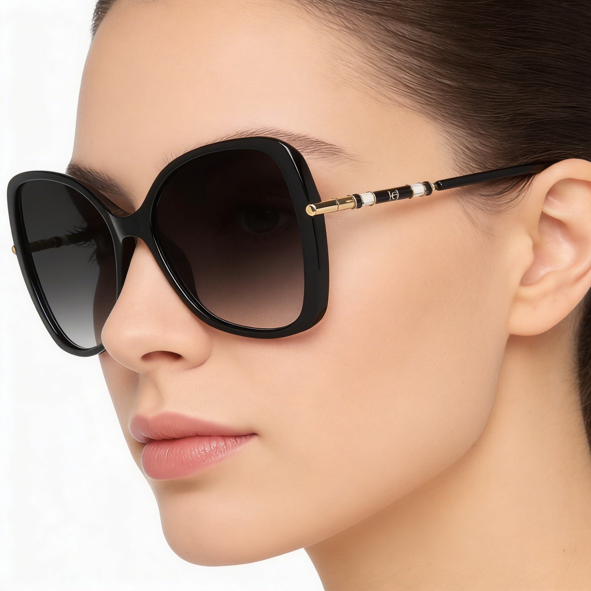 Gafas de sol Carolina Herrera Ch 0025/S para mujer, armazón de acetato negro con lentes de protección UV en gris oscuro, 58 mm, Photo 5