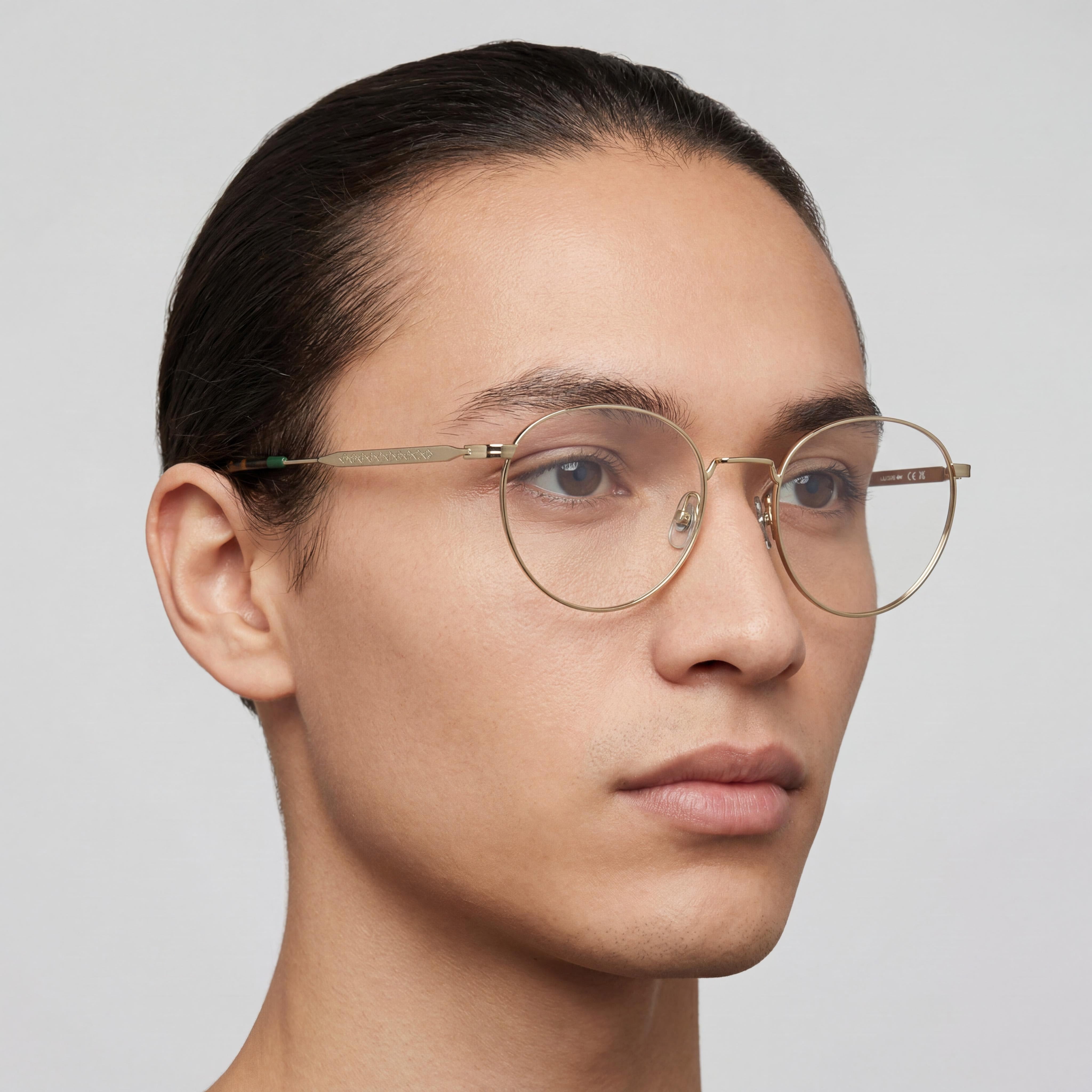 Lacoste L2308 Unisex Round Casual Full-Rim Metal Eyeglasses Gold Frame Transparent Demo Plastic Lenses 51-21-145, Photo 5