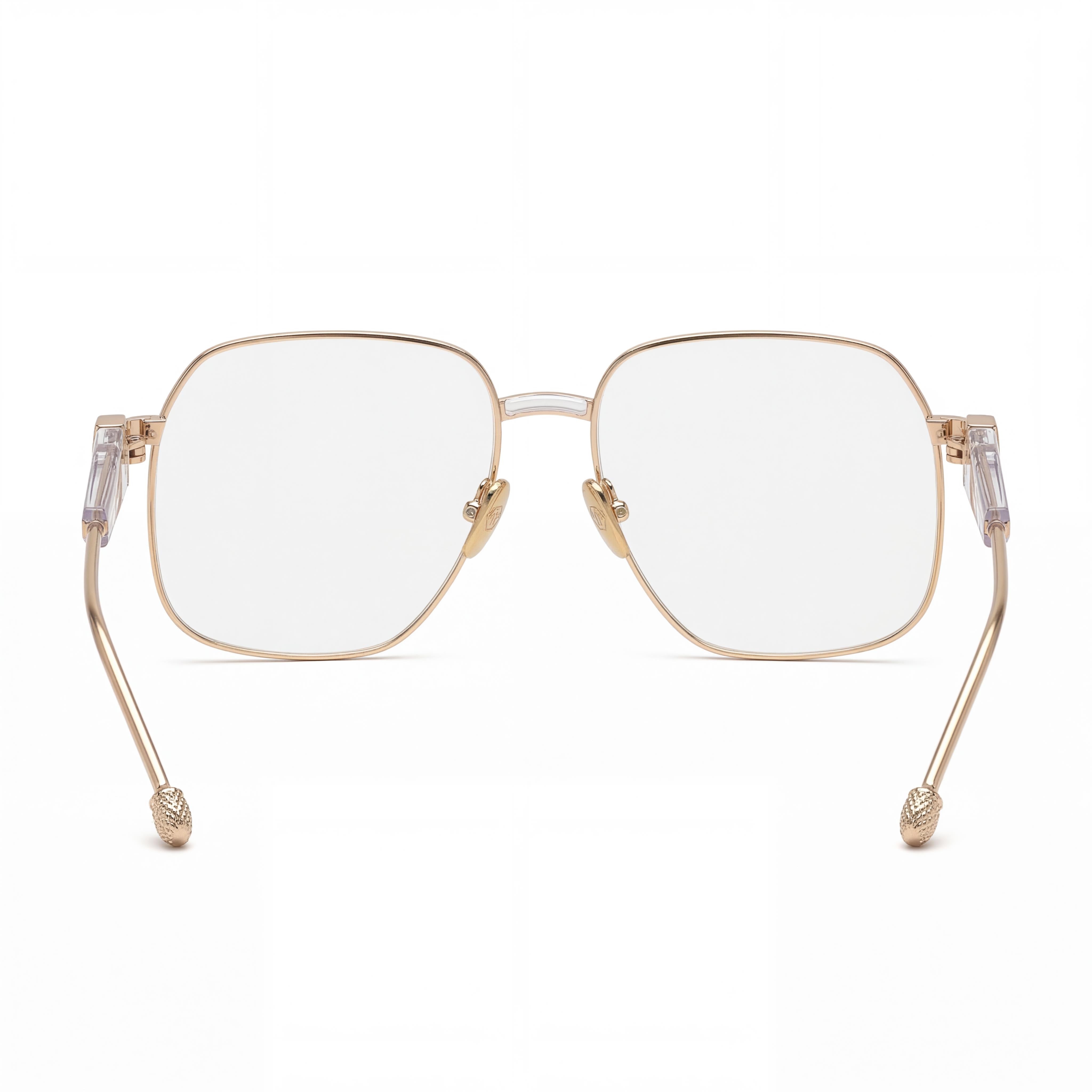 Philipp Plein Vpp126s Women's Shiny Rose Gold with Beige Parts Stainless Steel Frame Eyeglasses 57mm, Photo 3