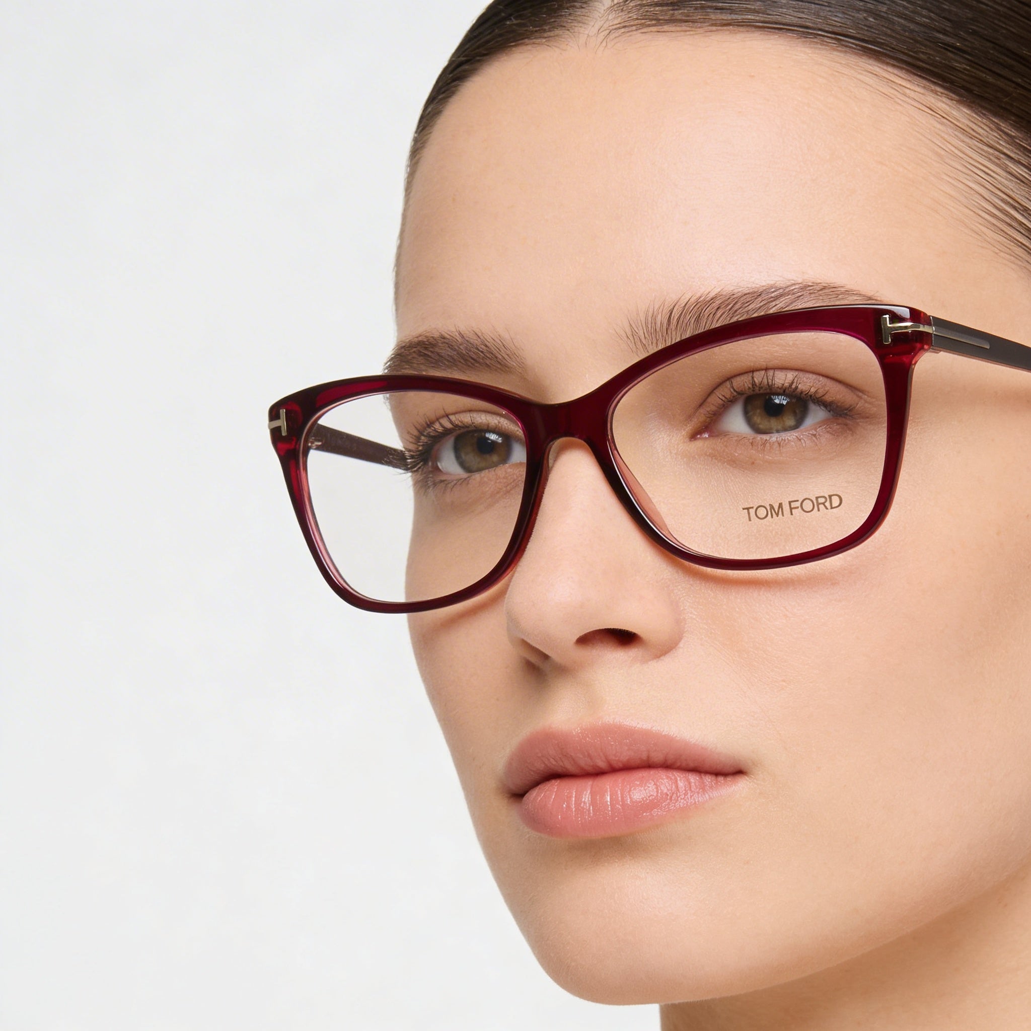 Tom Ford Ft5353 Women's Full Rim Plastic Eyeglasses Frame in Bordeaux Palladium, Lens Width 54mm, Photo 4