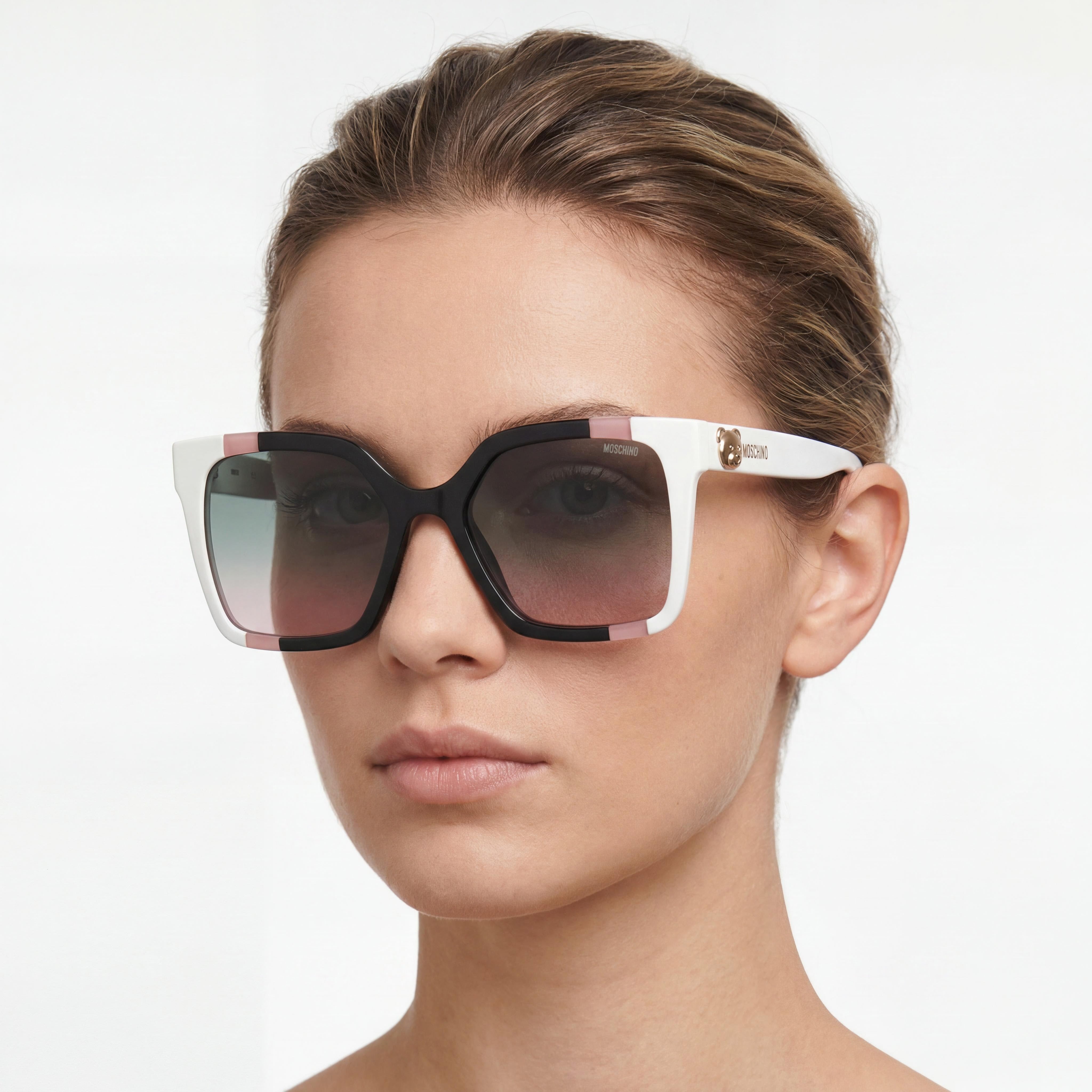 Moschino Mos123/S Women's Acetate Sunglasses Black Pink/Grey Pink Shaded Frame Black Pink Lenses 55mm 100% UV Protection Non-Polarized, Photo 4