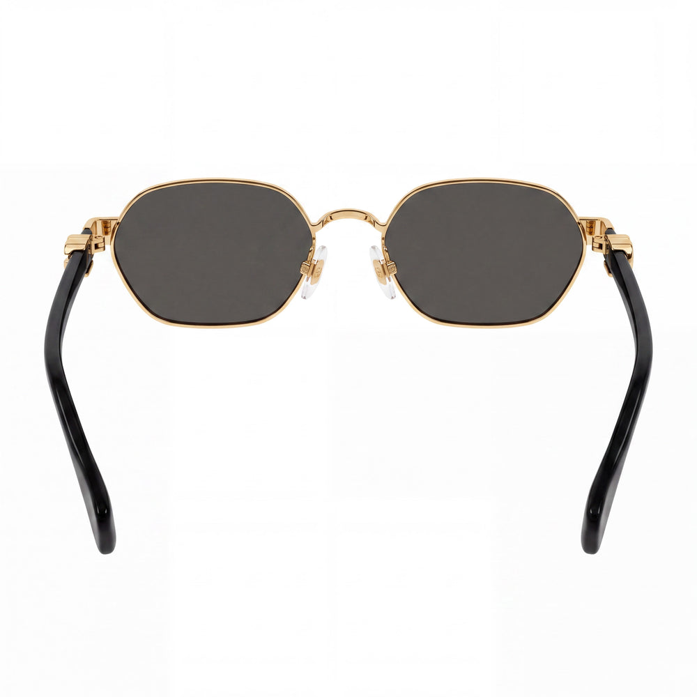 Gucci GG1593S Contemporary Women's Round Sunglasses, Gold & Black Acetate Frame, Dark Grey UV Lenses 56mm