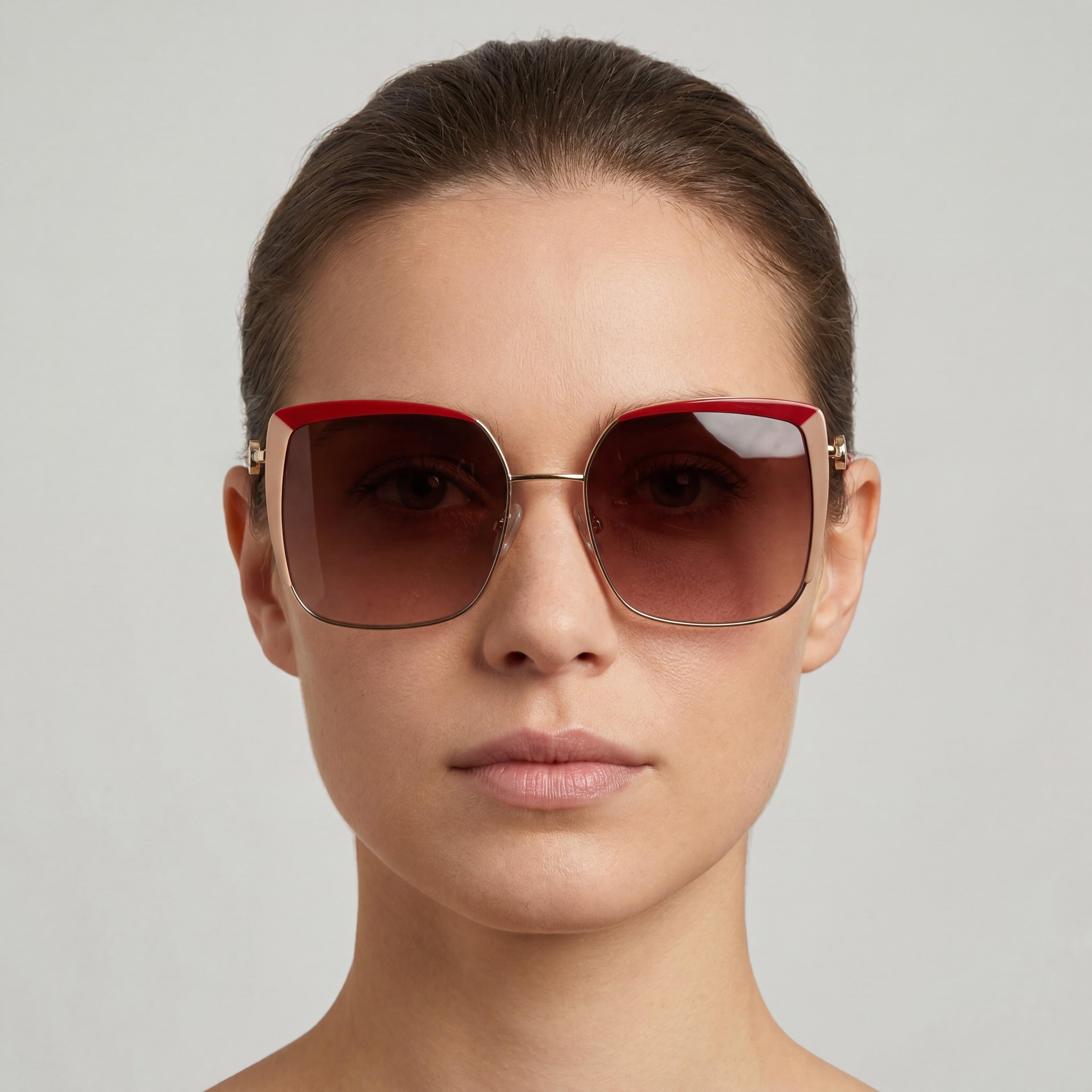 Carolina Herrera Her 0111/S Women's Stainless Steel Red Beige Frame Pink Doubleshade Lens Sunglasses 57mm, Photo 4