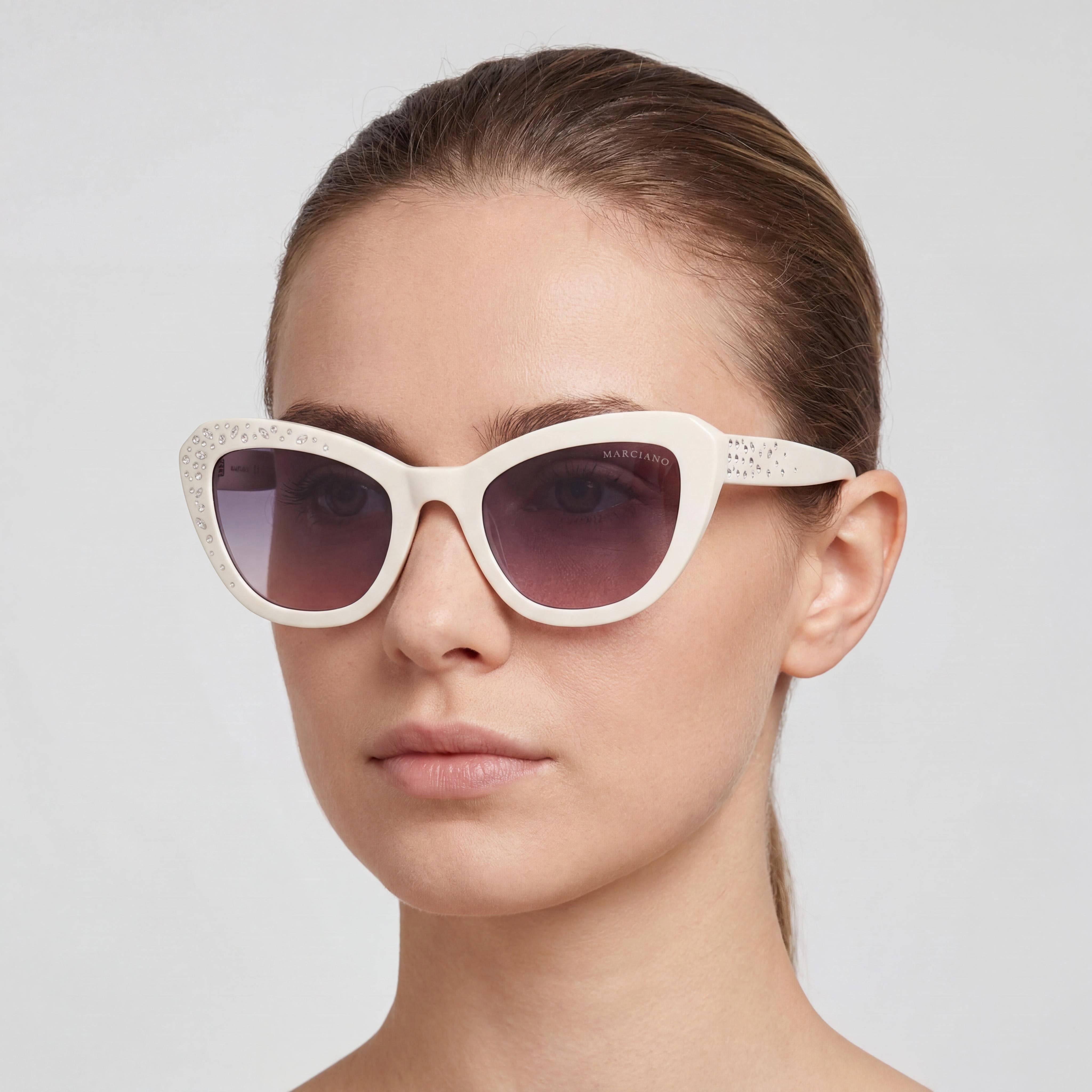 GUESS by Marciano Gm00016 Women's Eyewear, Ivory Plastic Frame, White Polycarbonate Lenses, 53mm, Photo 4