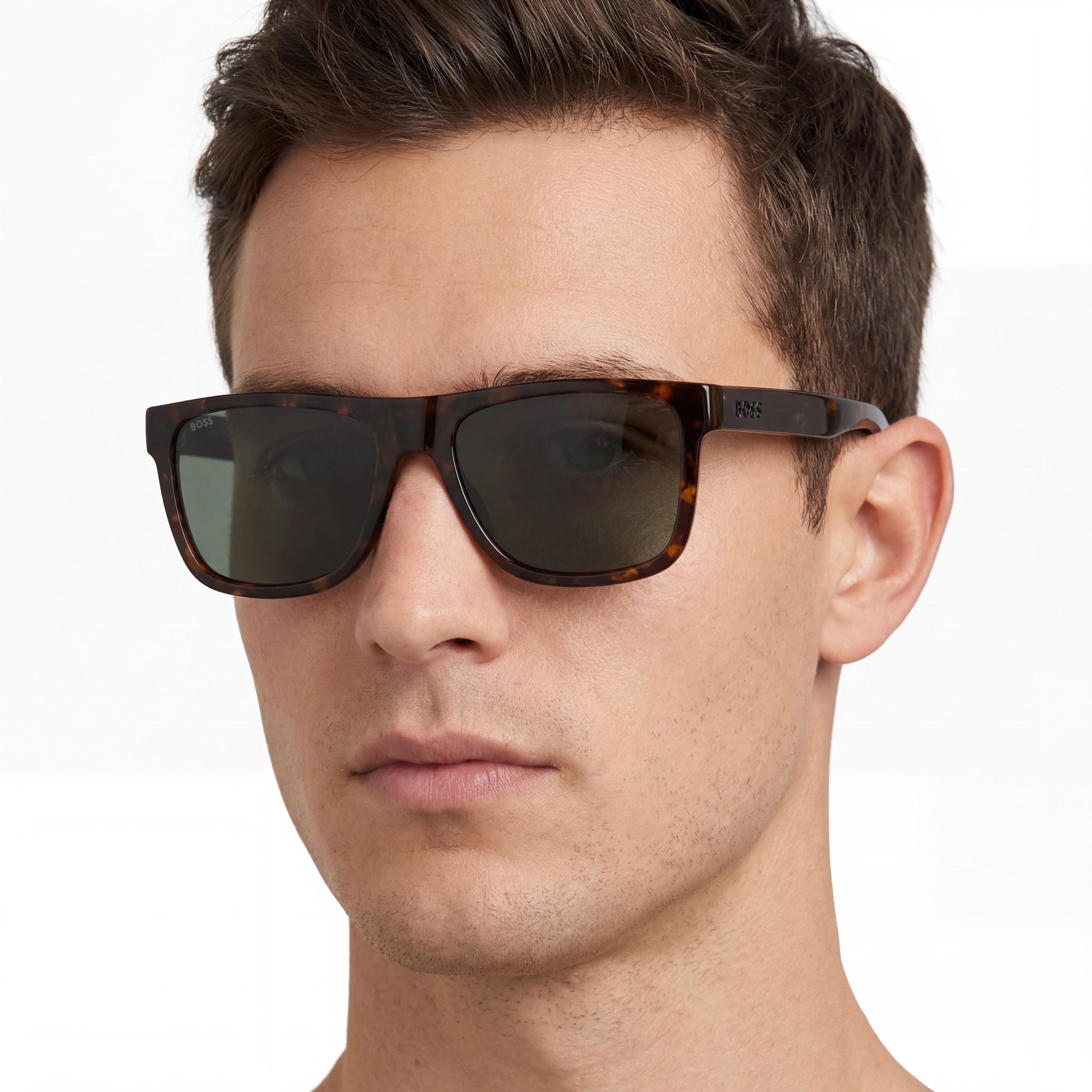 Hugo Boss Casual Men's Black ECO Cellulose Frame Sunglasses, Mirror Lens, UV Protection, 43.5mm, Photo 5