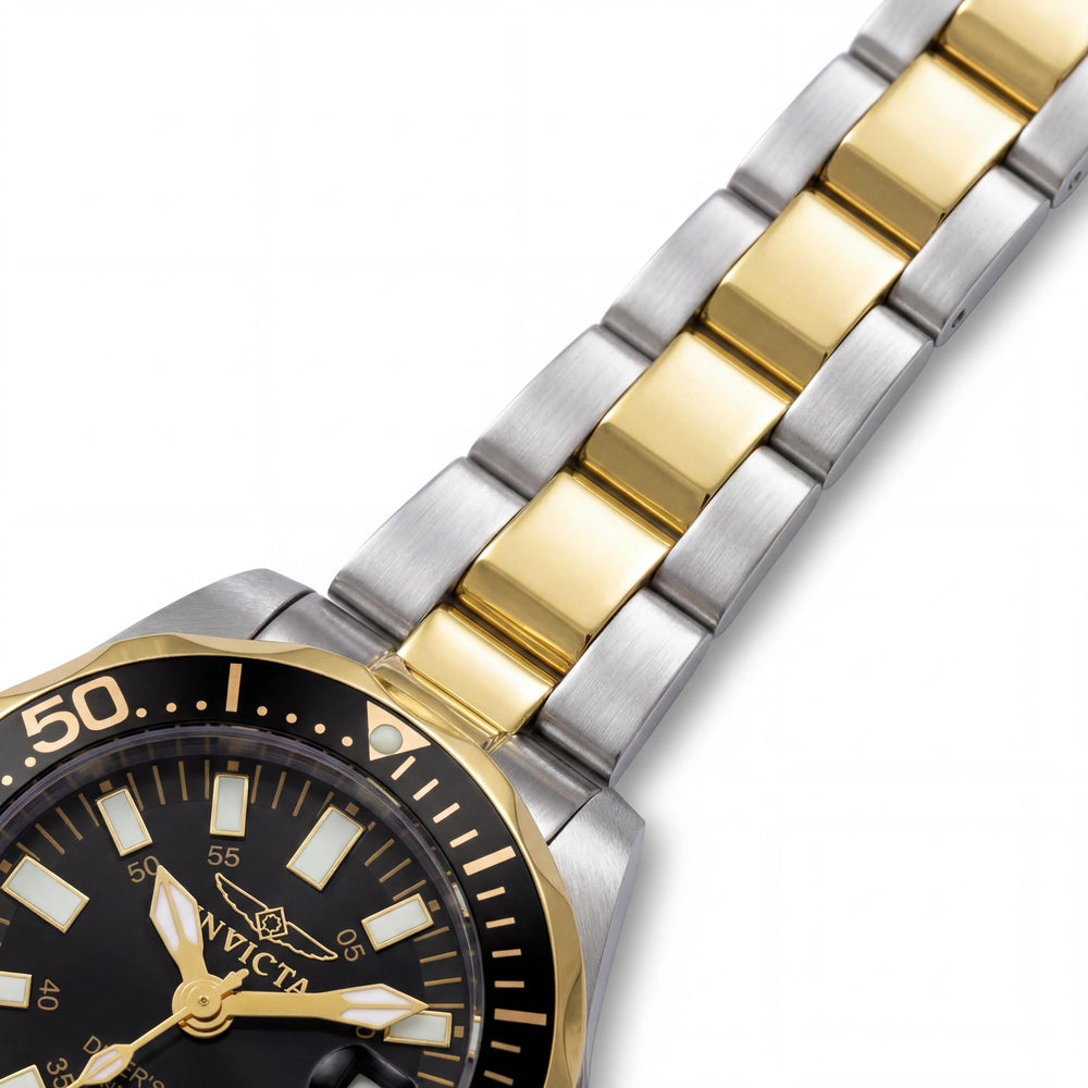 Invicta 7063 Reloj de buceo para mujer con brazalete de dos tonos, cristal de zafiro, resistencia al agua de 200 m, luminiscente, 27 mm