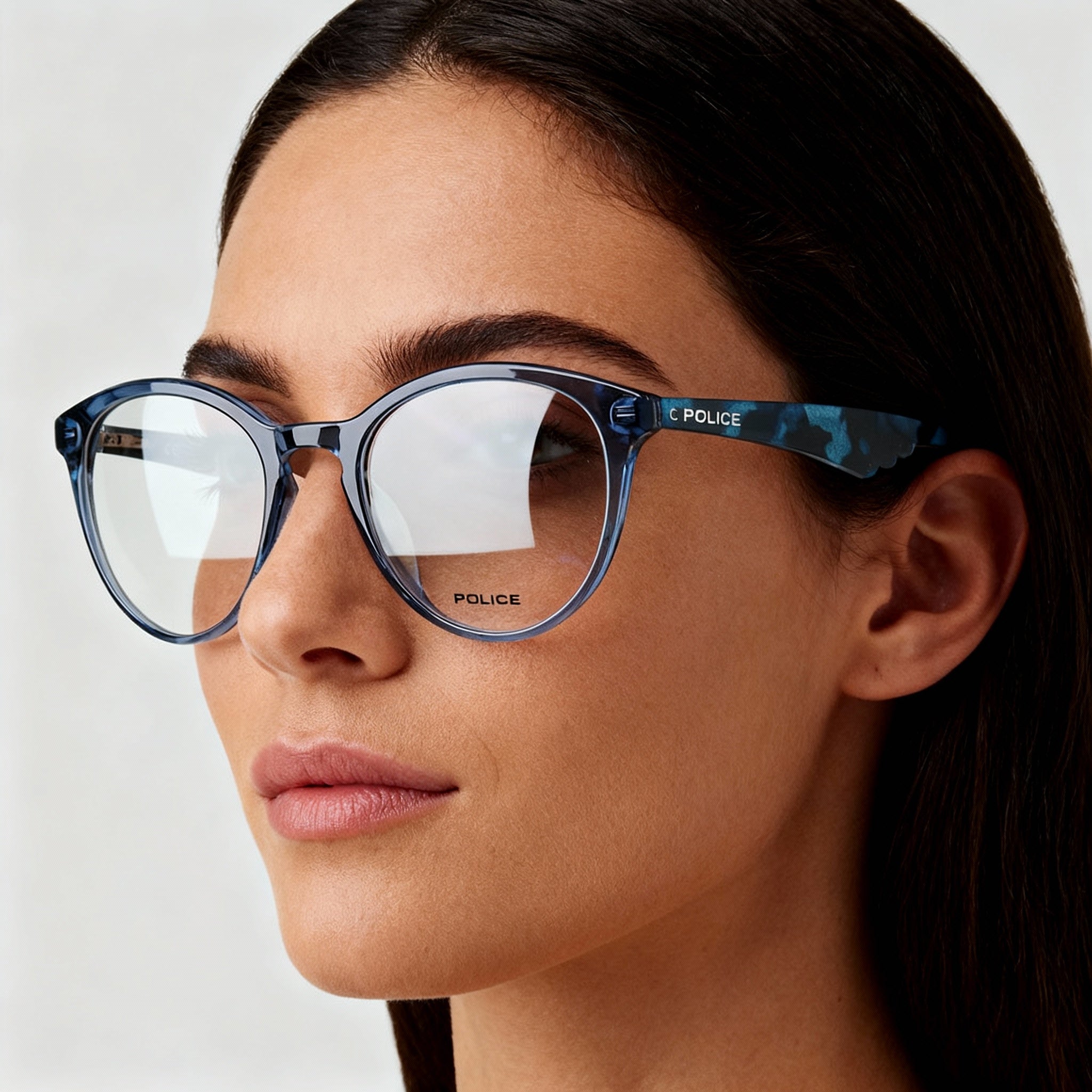 POLICE Casual Women's Transparent Blue Plastic Square Frame Eyeglasses 50mm, Photo 3