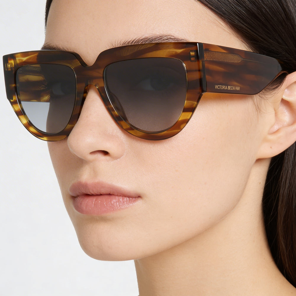 Gafas de sol Victoria Beckham Vb679s para mujer, color tabaco a rayas, lentes de 53 mm, puente de 19 mm, patillas de 145 mm