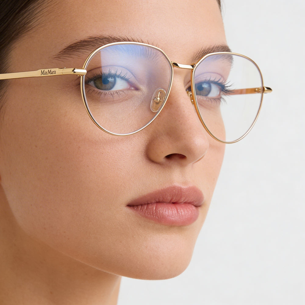 Gafas de sol de metal para mujer MaxMara Mm5178 con lentes de policarbonato, oro intenso brillante, 56-14-140mm