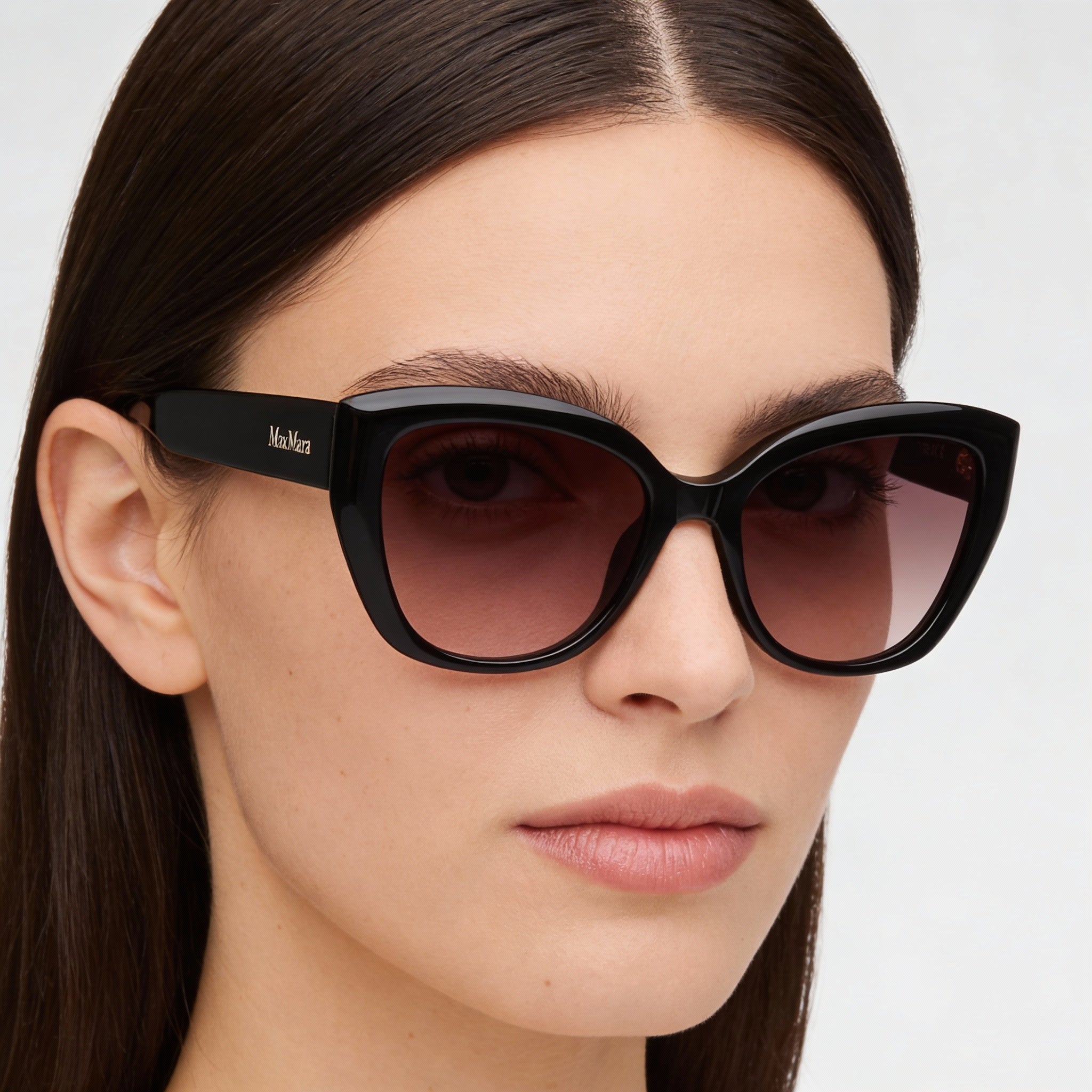 MaxMara MM0040 Women's Casual Shiny Black Plastic Non-Polarized UV Protection Sunglasses 54mm, Photo 5
