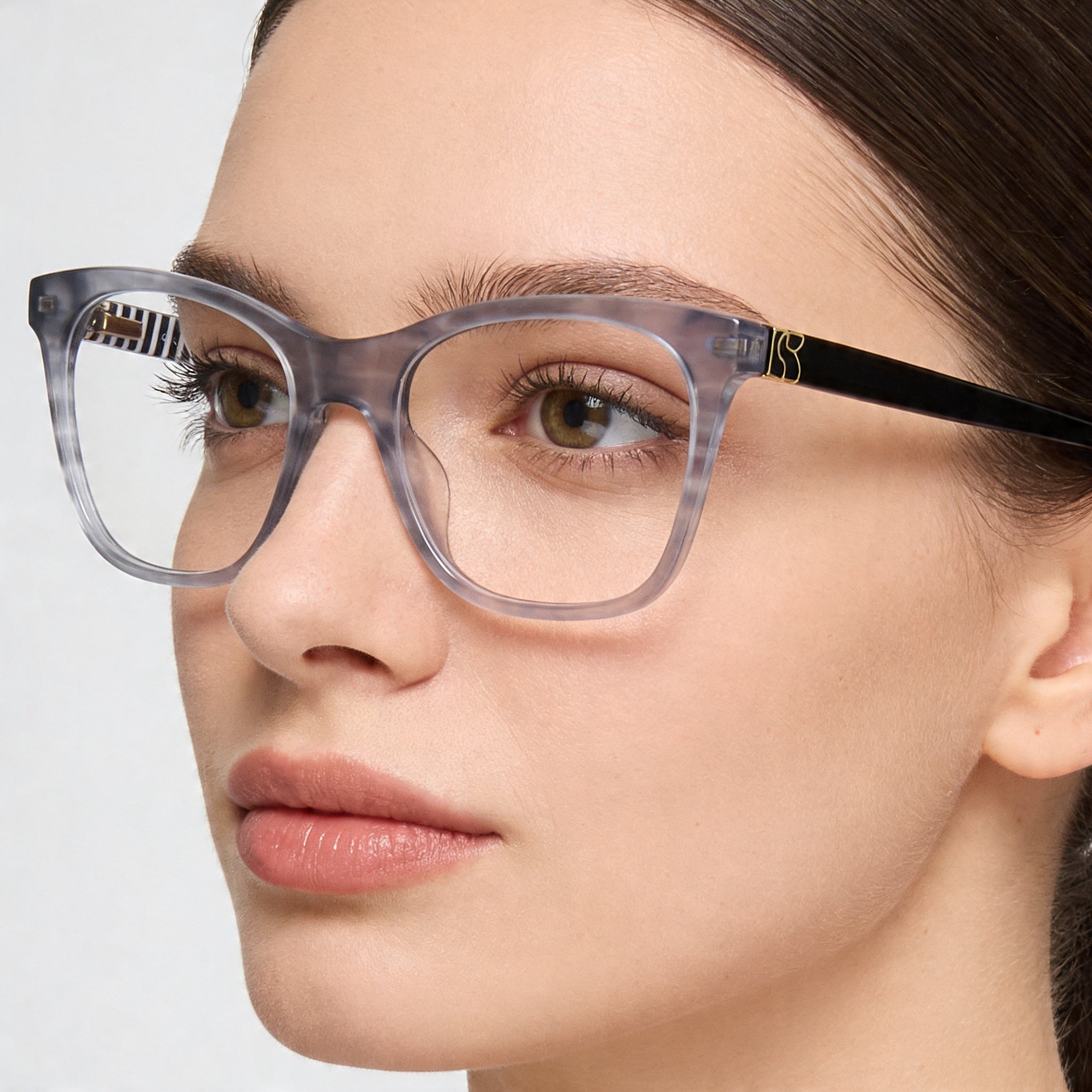 kate spade new york Classic Women's Rectangular Eyeglasses, Grey Horn Plastic Frame, Size 49-18-140, Photo 4