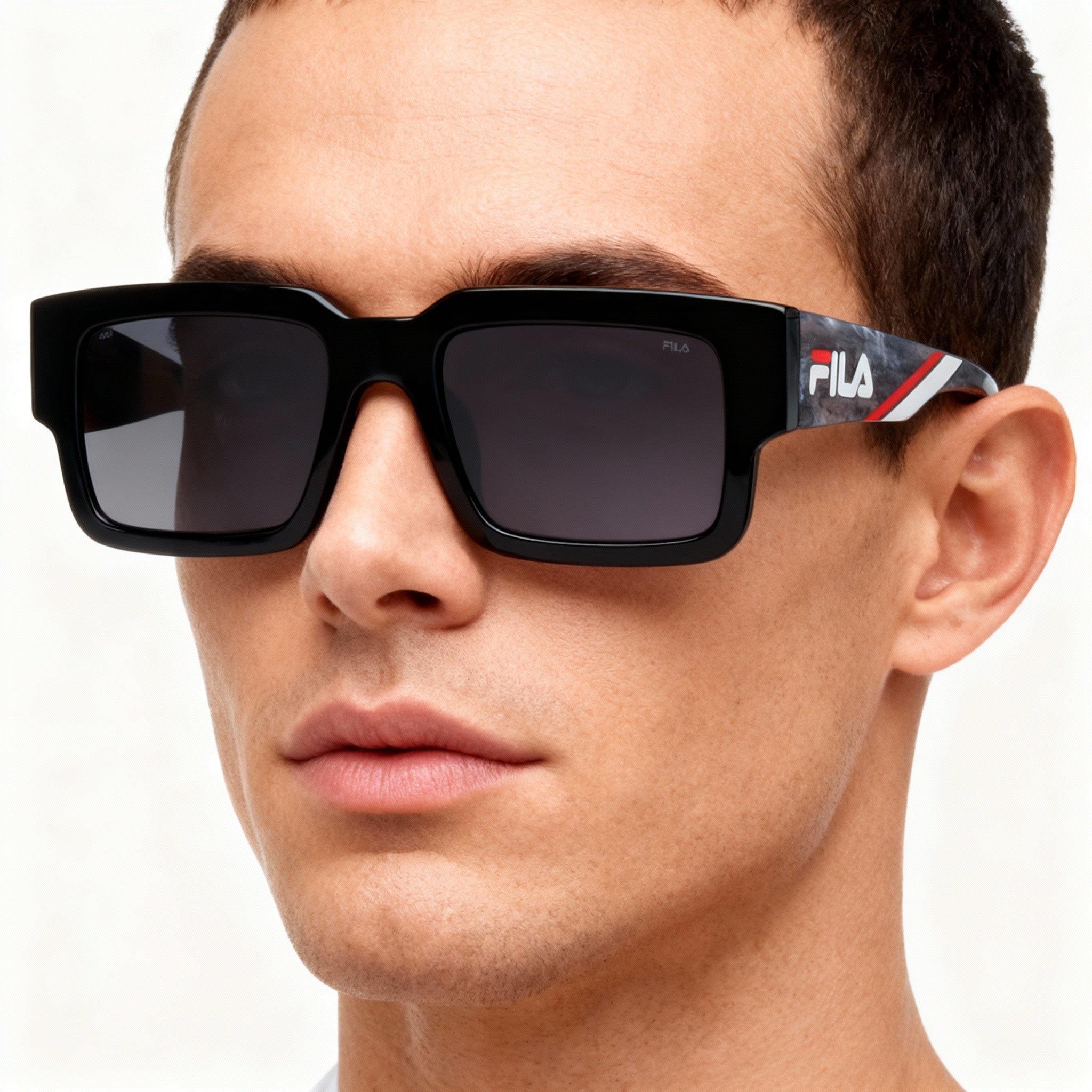 Fila SFI314 Casual Men's Shiny Black Acetate Sunglasses Smoke Crystal Non-Polarized 51-20-140, Photo 4